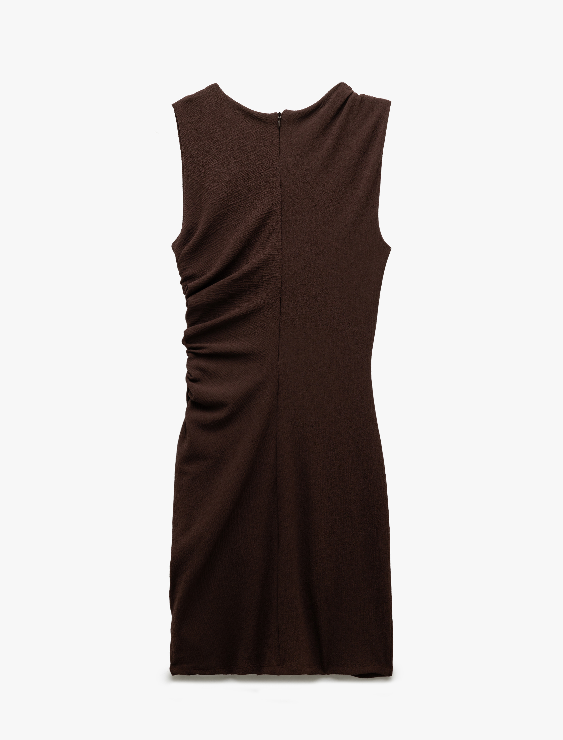   Krep Kumaş Kolsuz Bisiklet Yaka Drapeli Diz Üstü Kalem Elbise