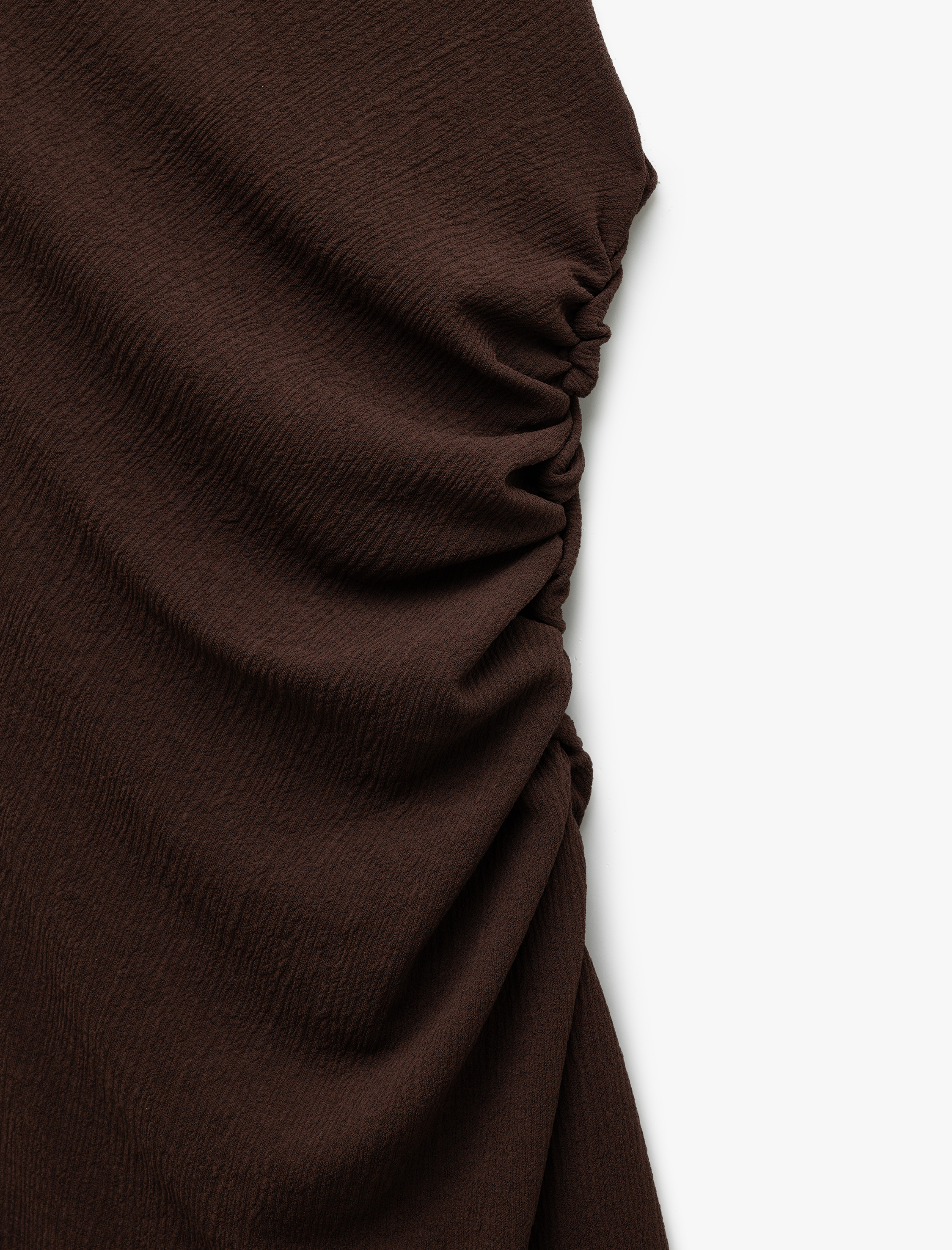   Krep Kumaş Kolsuz Bisiklet Yaka Drapeli Diz Üstü Kalem Elbise