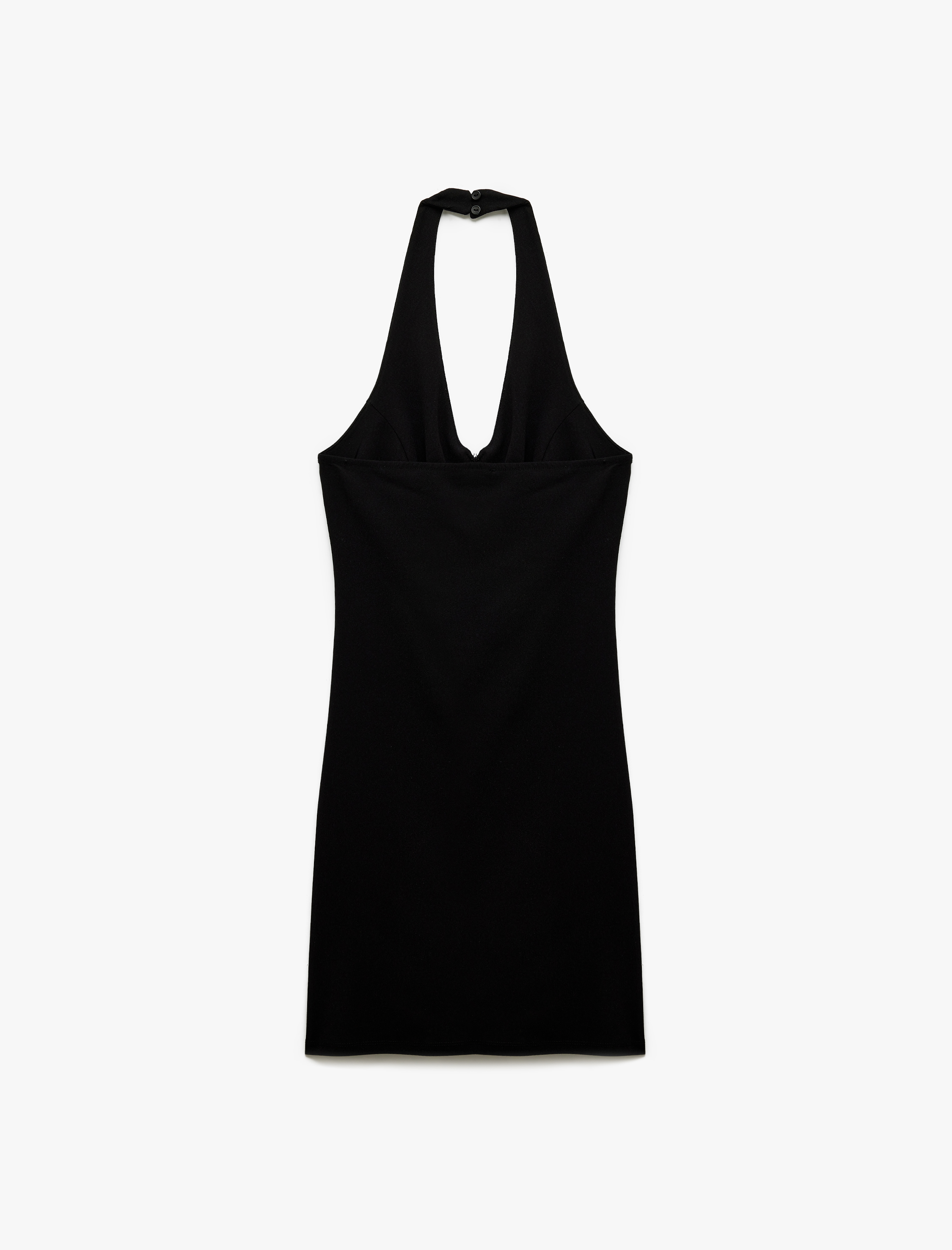   Fiyonk Detaylı Kolsuz V Yaka Mini Elbise