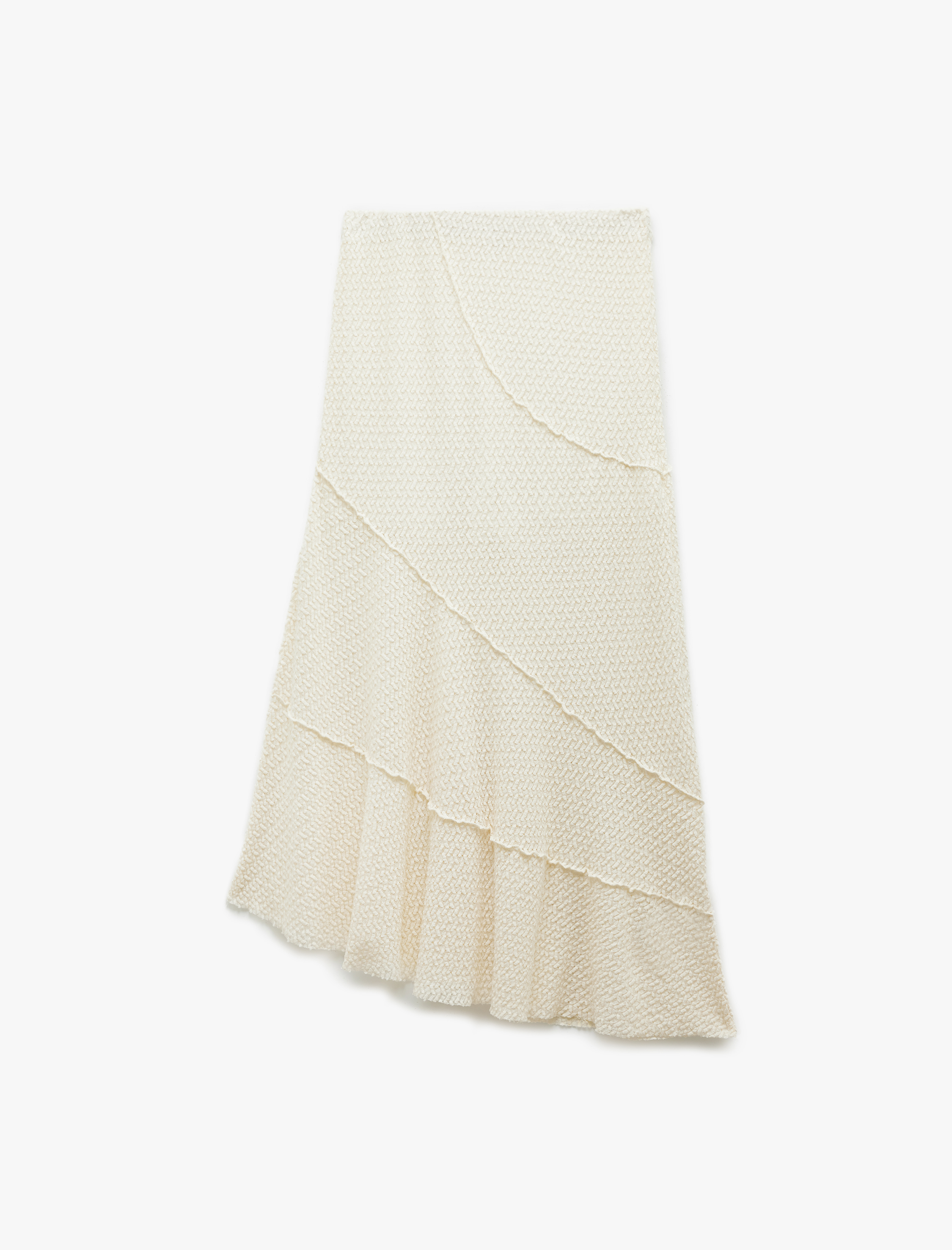   Standart Bel Dokulu Asimetrik Kesim Midi Etek