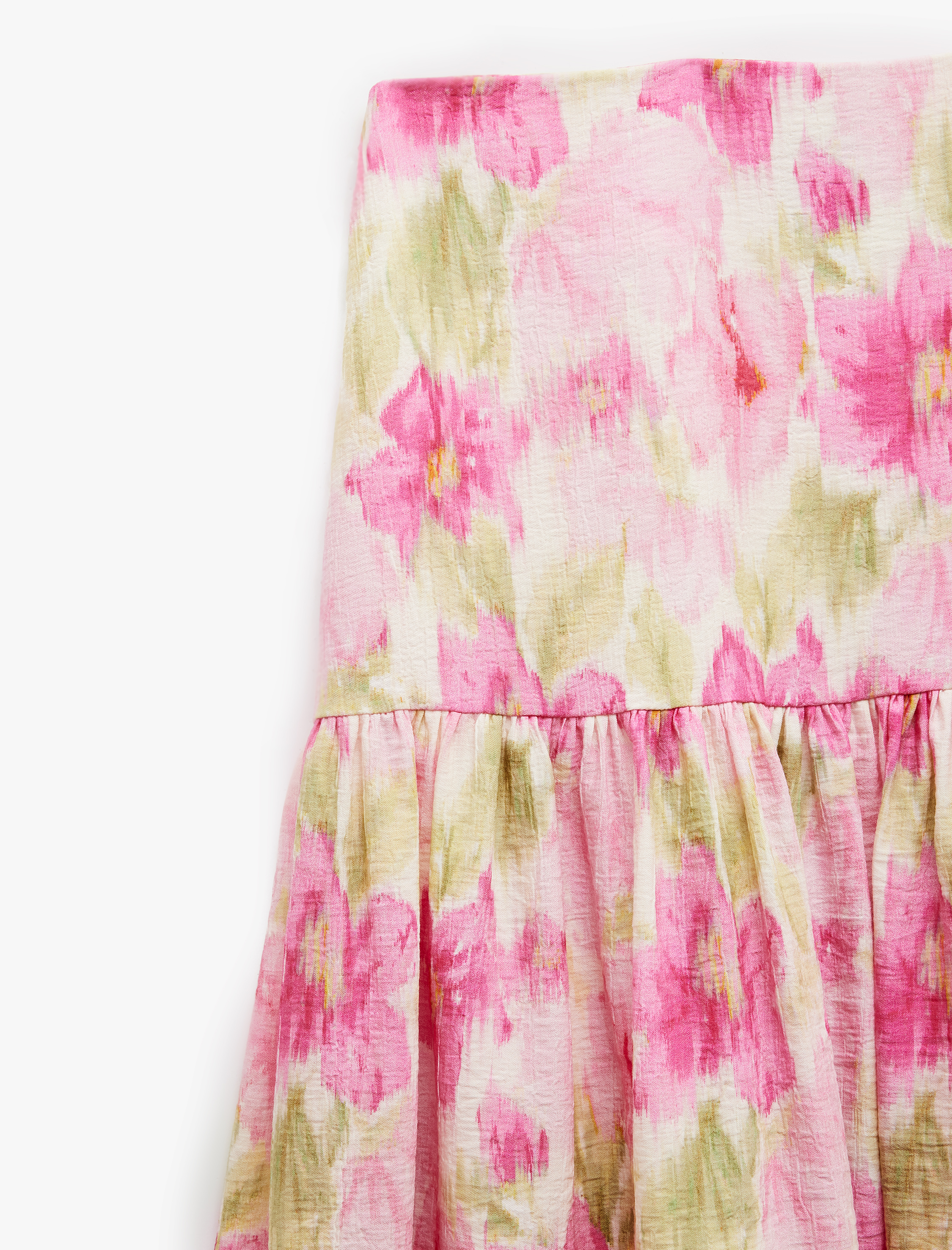   Astarlı Bol Kalıp Viskon Kumaş Uzun Çiçekli Etek