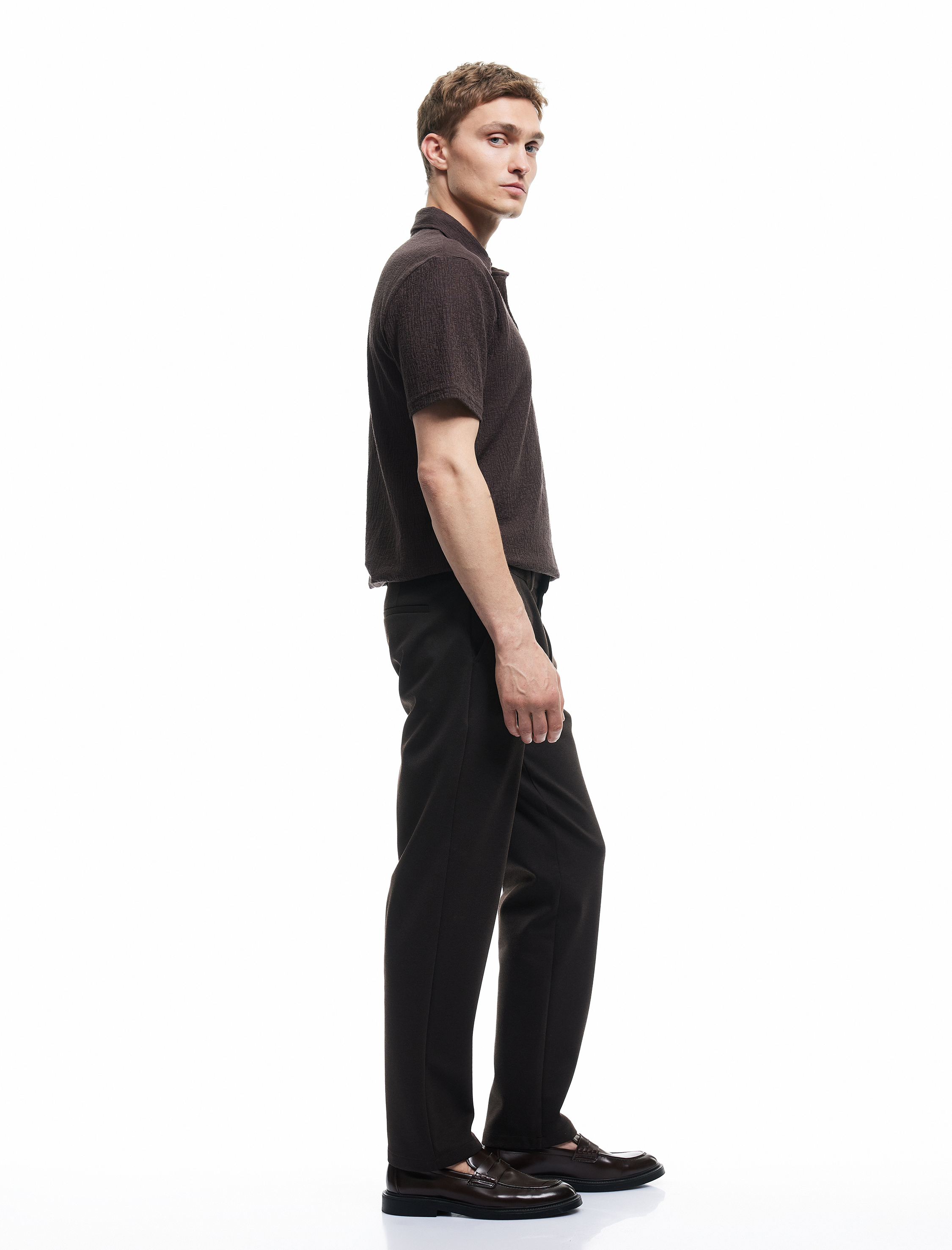   Viskon Karışımlı Pike Kumaş Katlamalı Paça Slim Fit Chino Pantolon