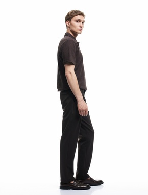 Viskon Karışımlı Pike Kumaş Katlamalı Paça Slim Fit Chino Pantolon_1