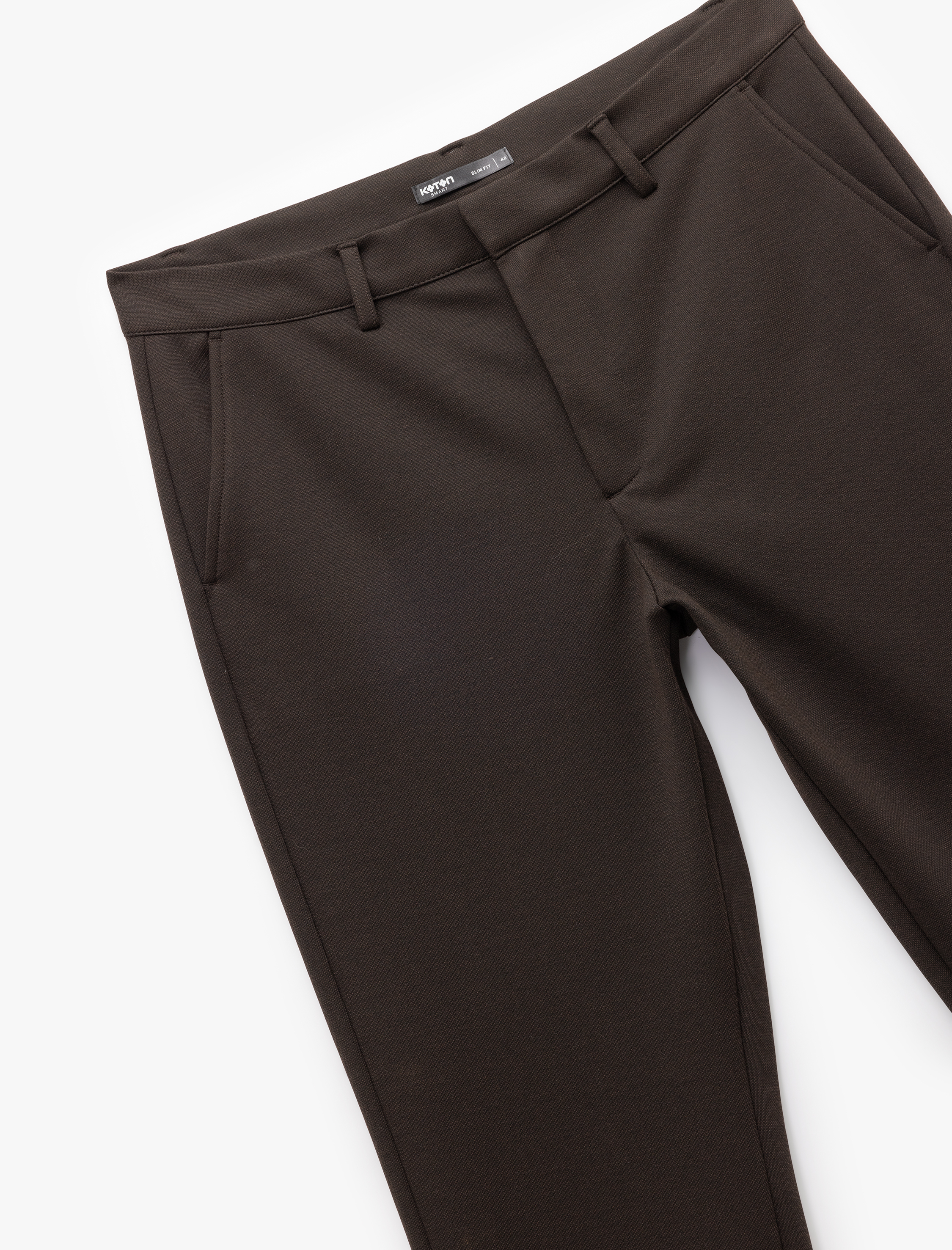   Viskon Karışımlı Pike Kumaş Katlamalı Paça Slim Fit Chino Pantolon