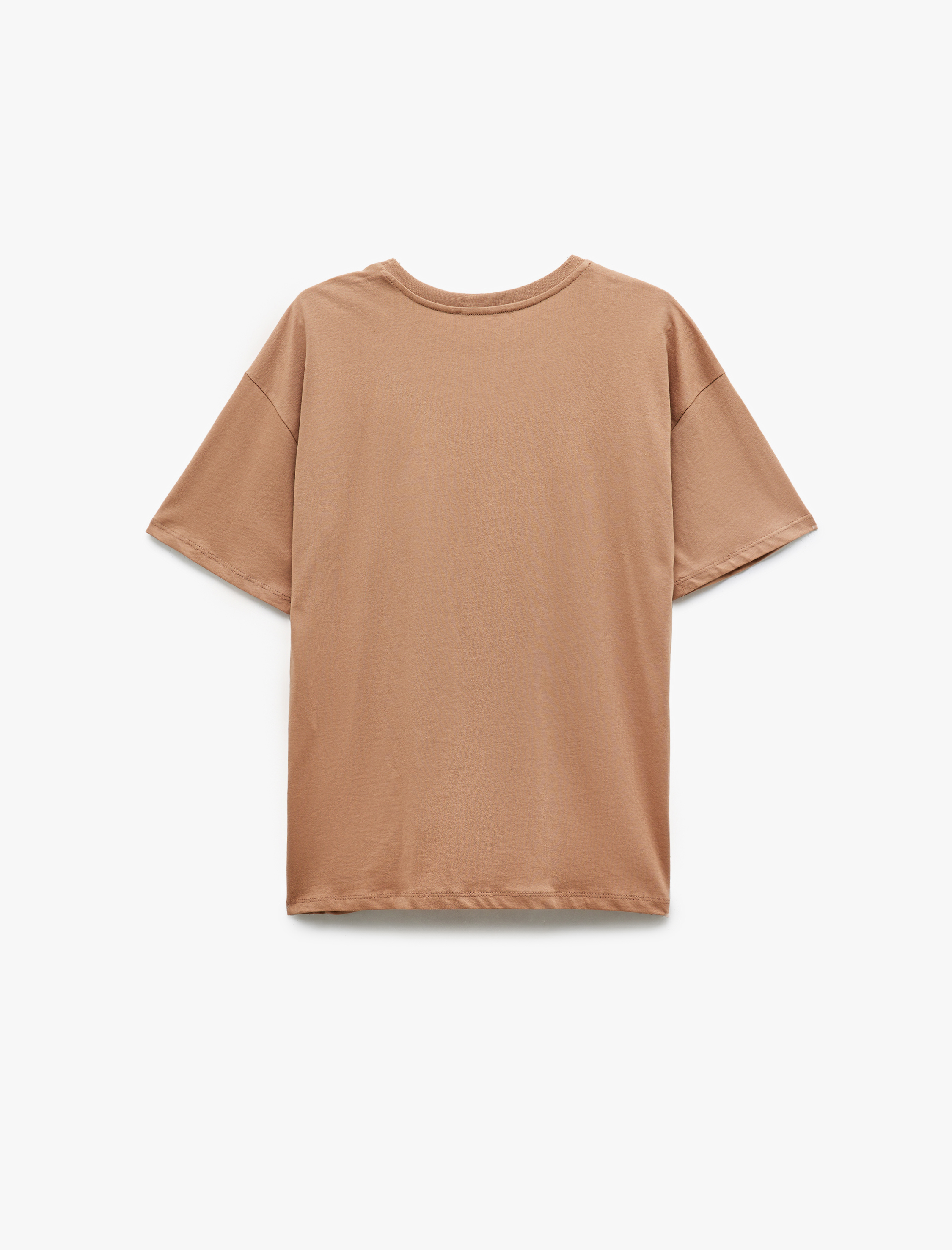   Pamuklu Kısa Kollu Bisiklet Yaka Ayıcık Baskılı Tişört