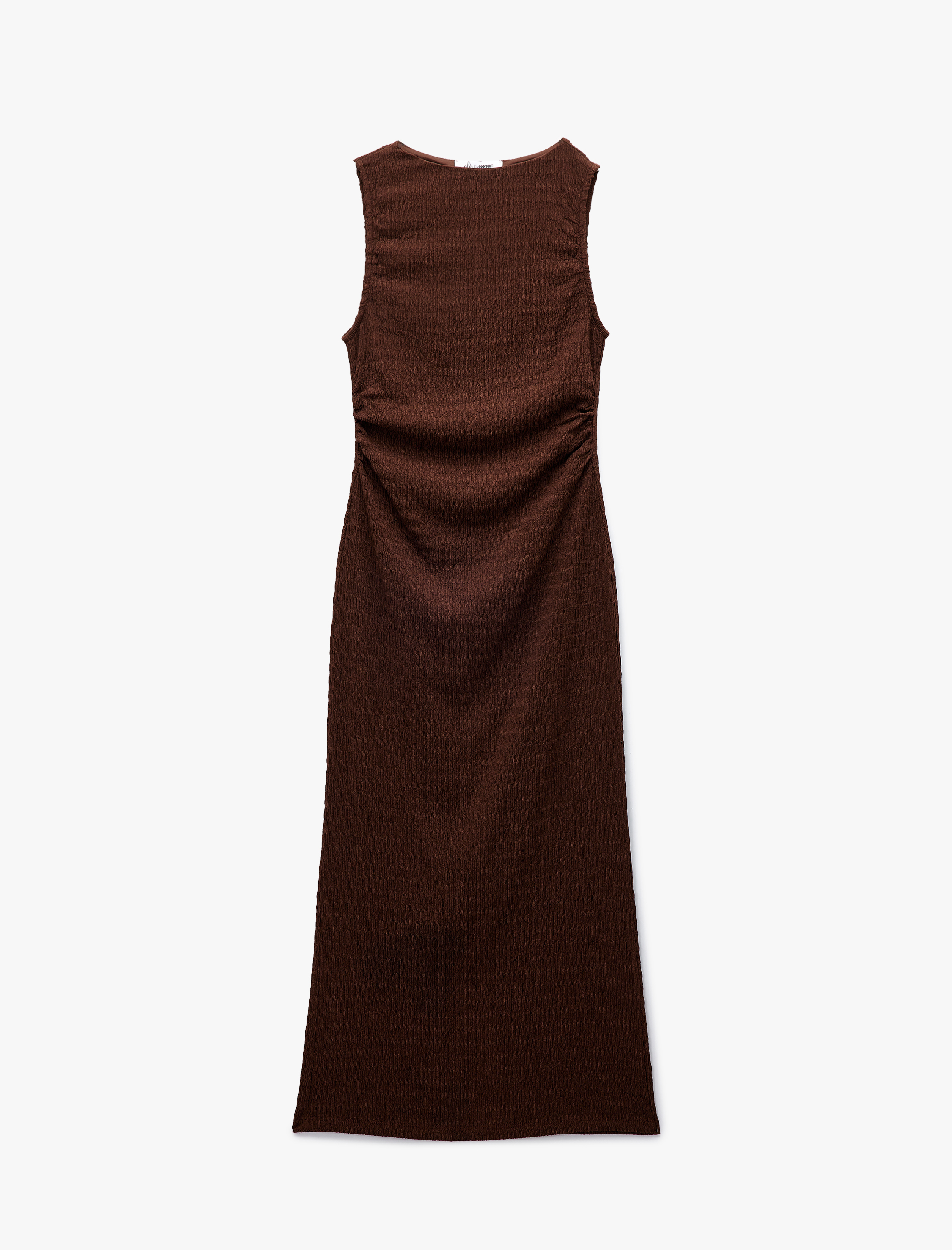   Kolsuz Büzgülü Midi Elbise