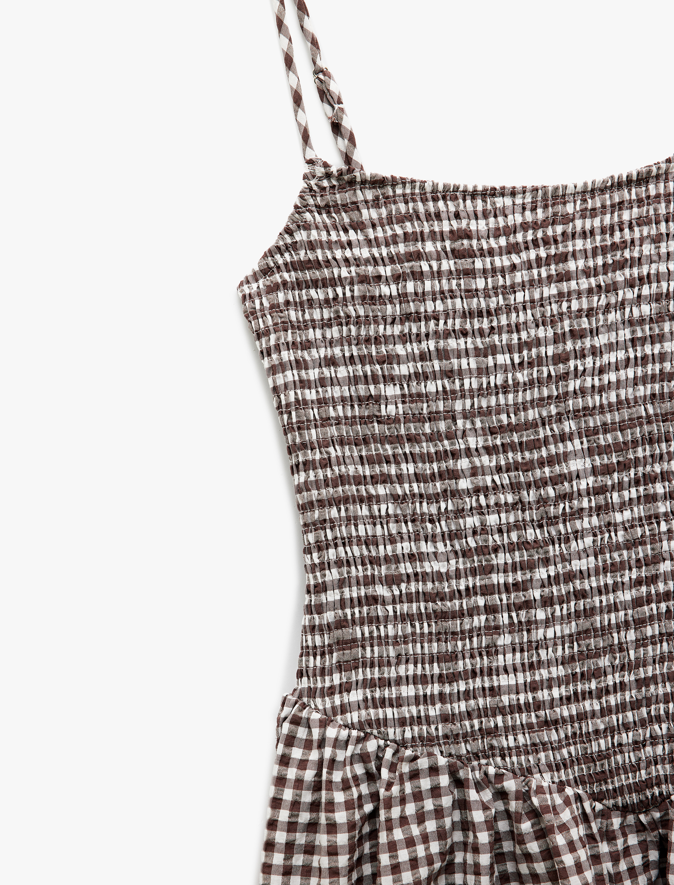   Gipeli U Yaka Pötikareli Askılı Mini Elbise