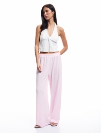 Bürümcük Kumaş Beli Lastikli Uzun Geniş Paça Pantolon