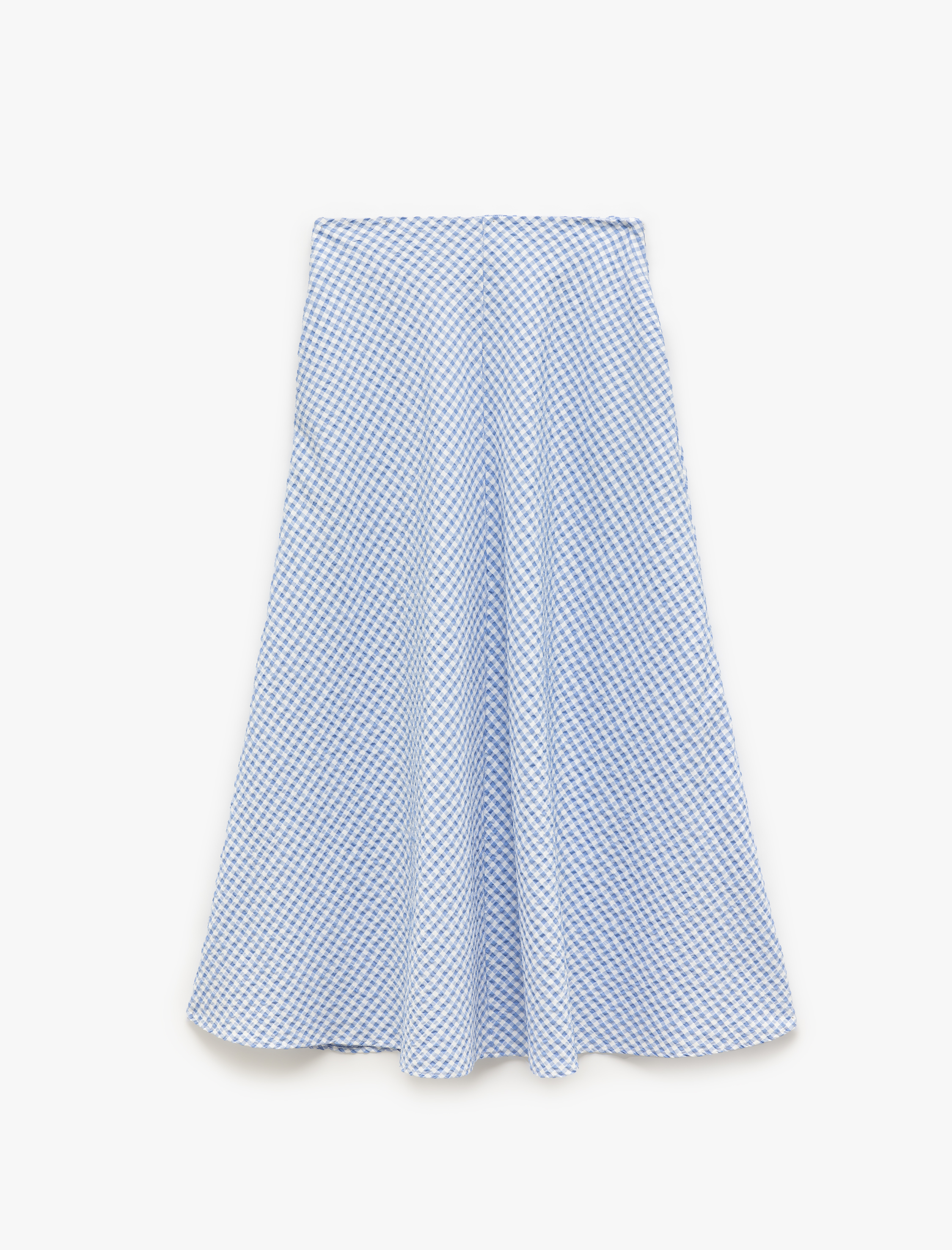   Rahat Kalıp Dokulu Pötikareli Midi Çan Kesim Kloş Etek