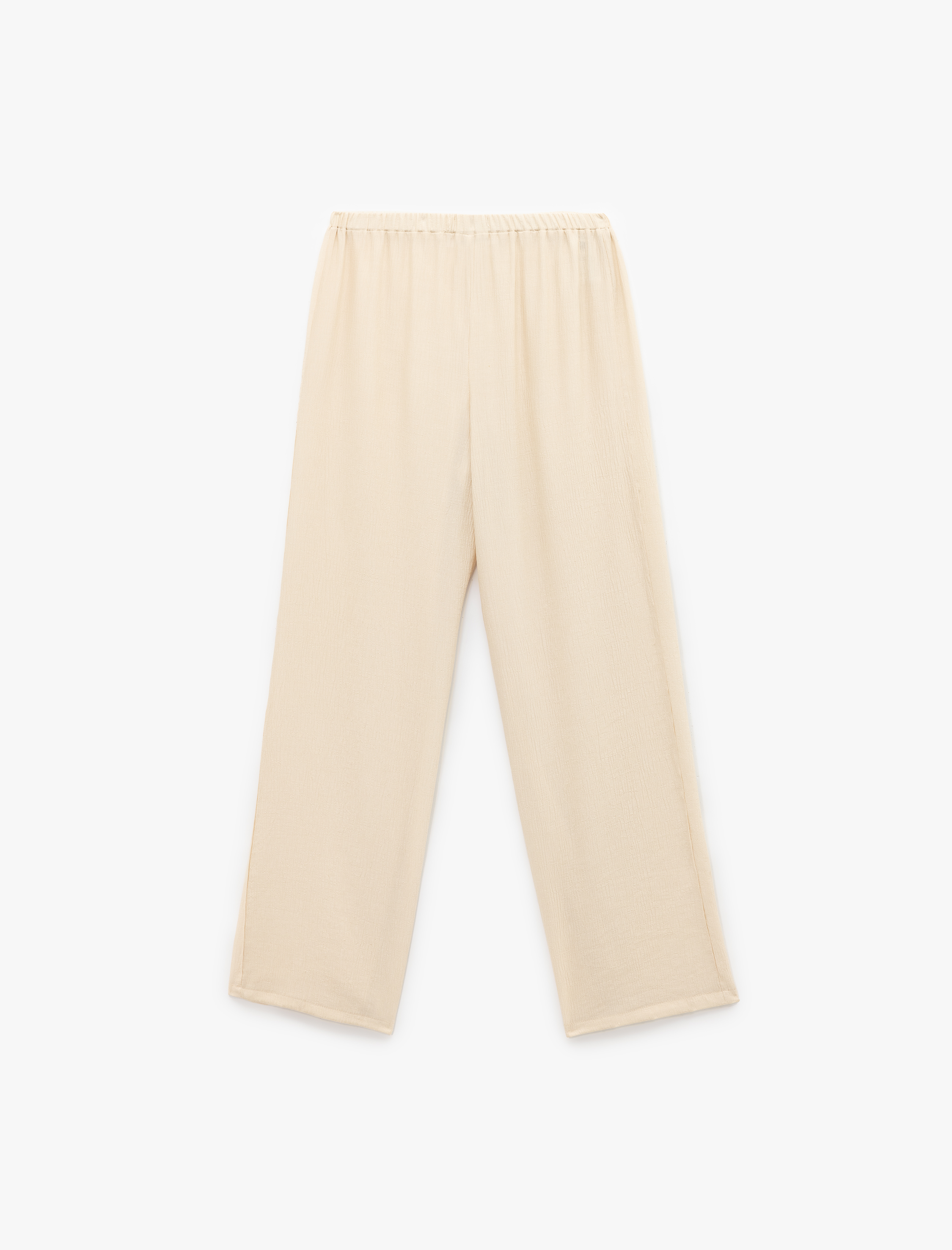 Beli Lastikli Bürümcük Düz Paça Pantolon
