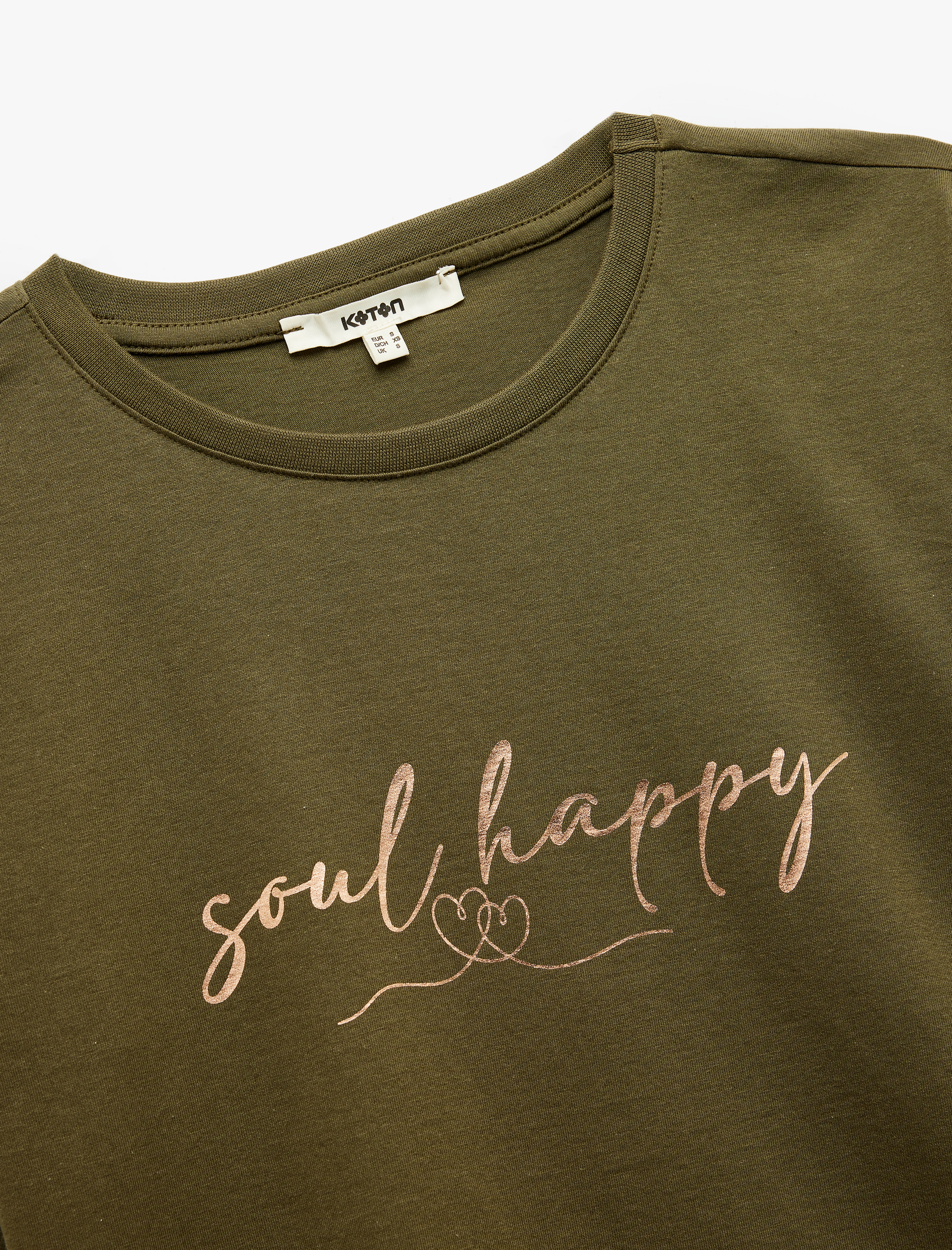   Pamuklu Kısa Kollu Bisiklet Yaka Baskılı Kadın Tişört