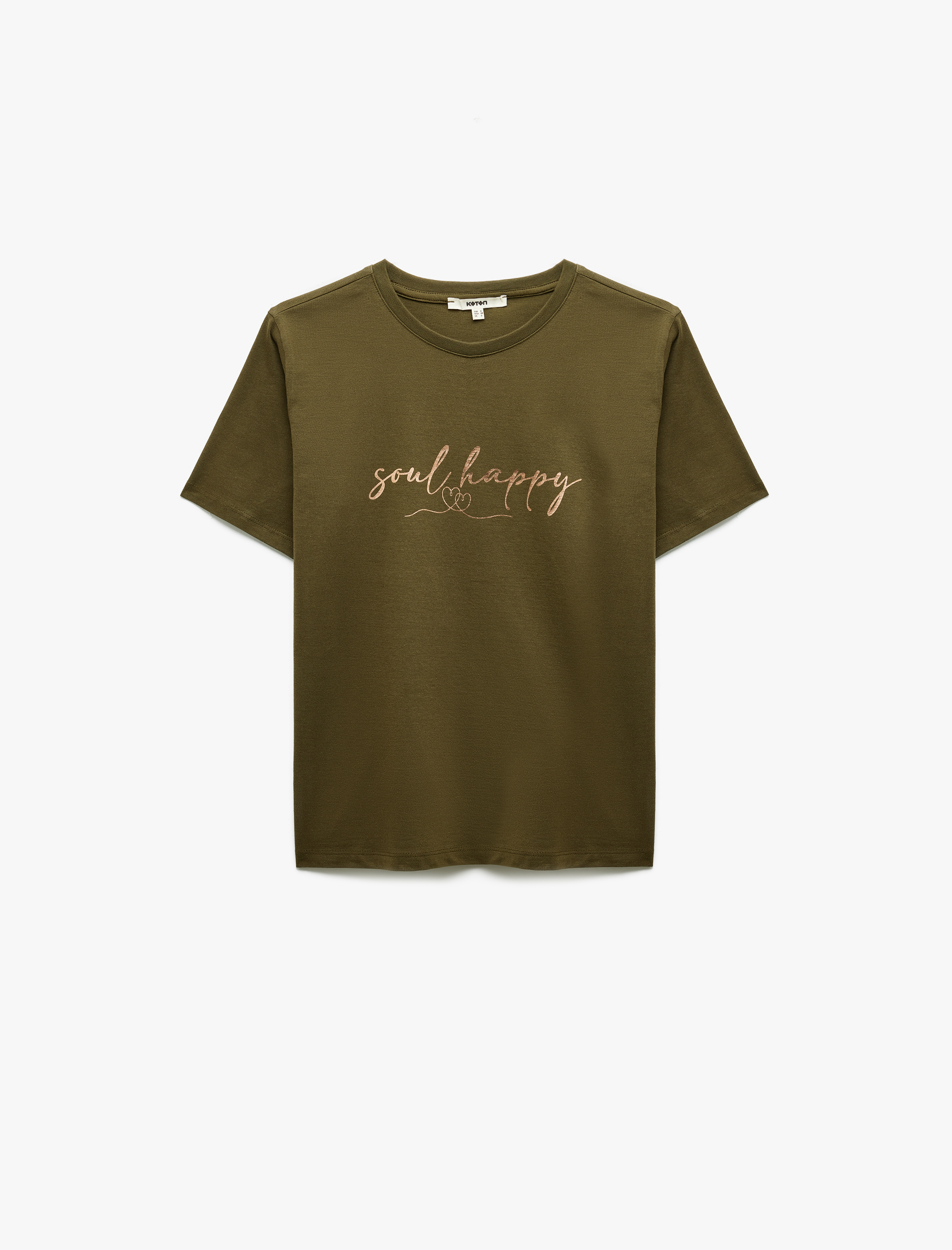   Pamuklu Kısa Kollu Bisiklet Yaka Baskılı Kadın Tişört