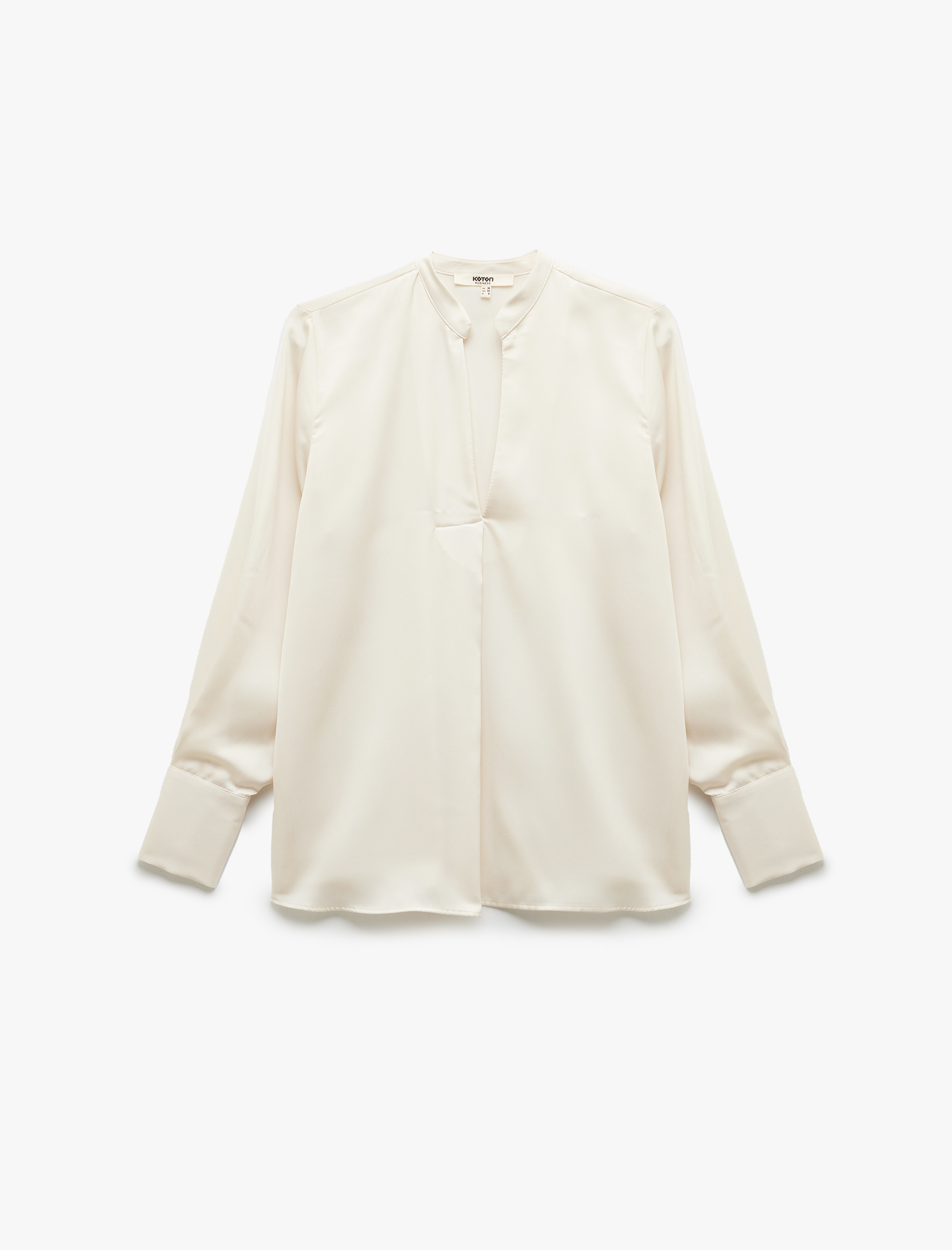   Kaçık Yaka Uzun Kollu Saten Bluz