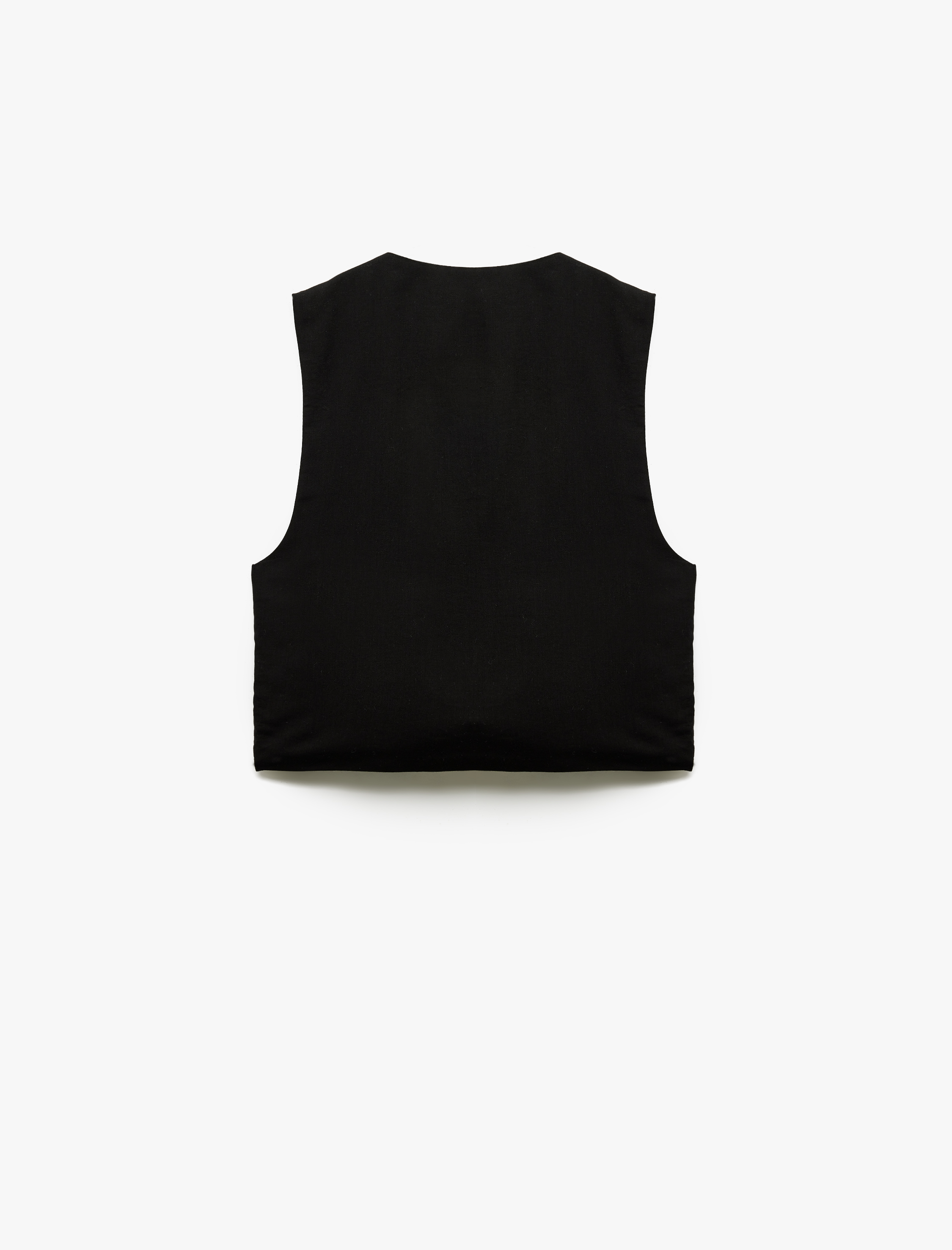   Pamuklu Desenli V Yaka Önden Bağlama Detaylı Crop Yelek