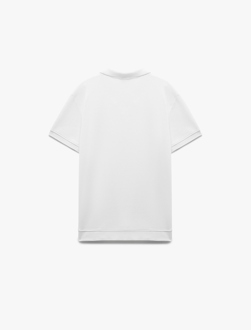  Pamuklu Kısa Kollu Dokulu Regular Fit Polo Yaka Tişört