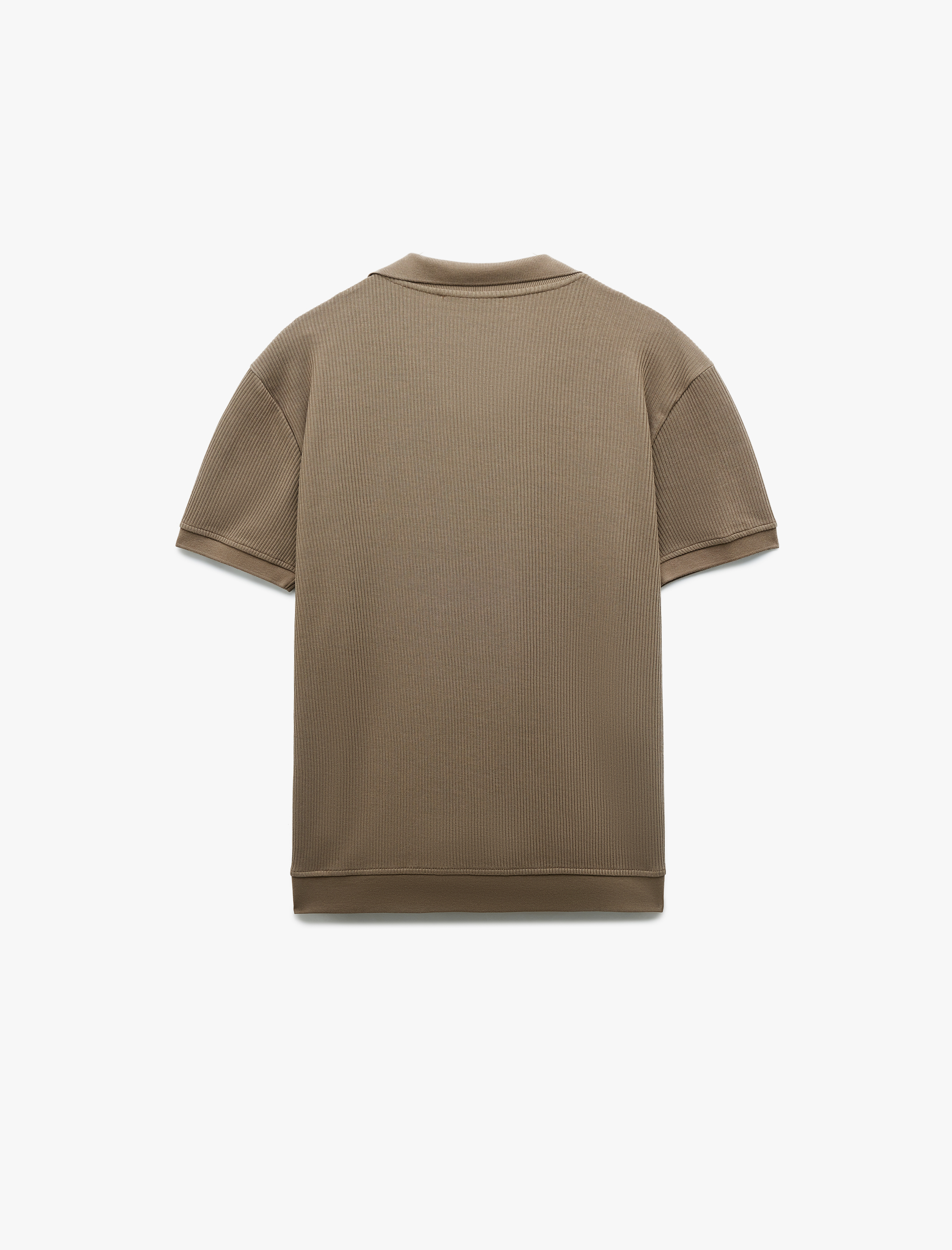   Pamuklu Kısa Kollu Dokulu Regular Fit Polo Yaka Tişört