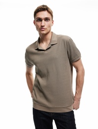 Pamuklu Kısa Kollu Dokulu Regular Fit Polo Yaka Tişört