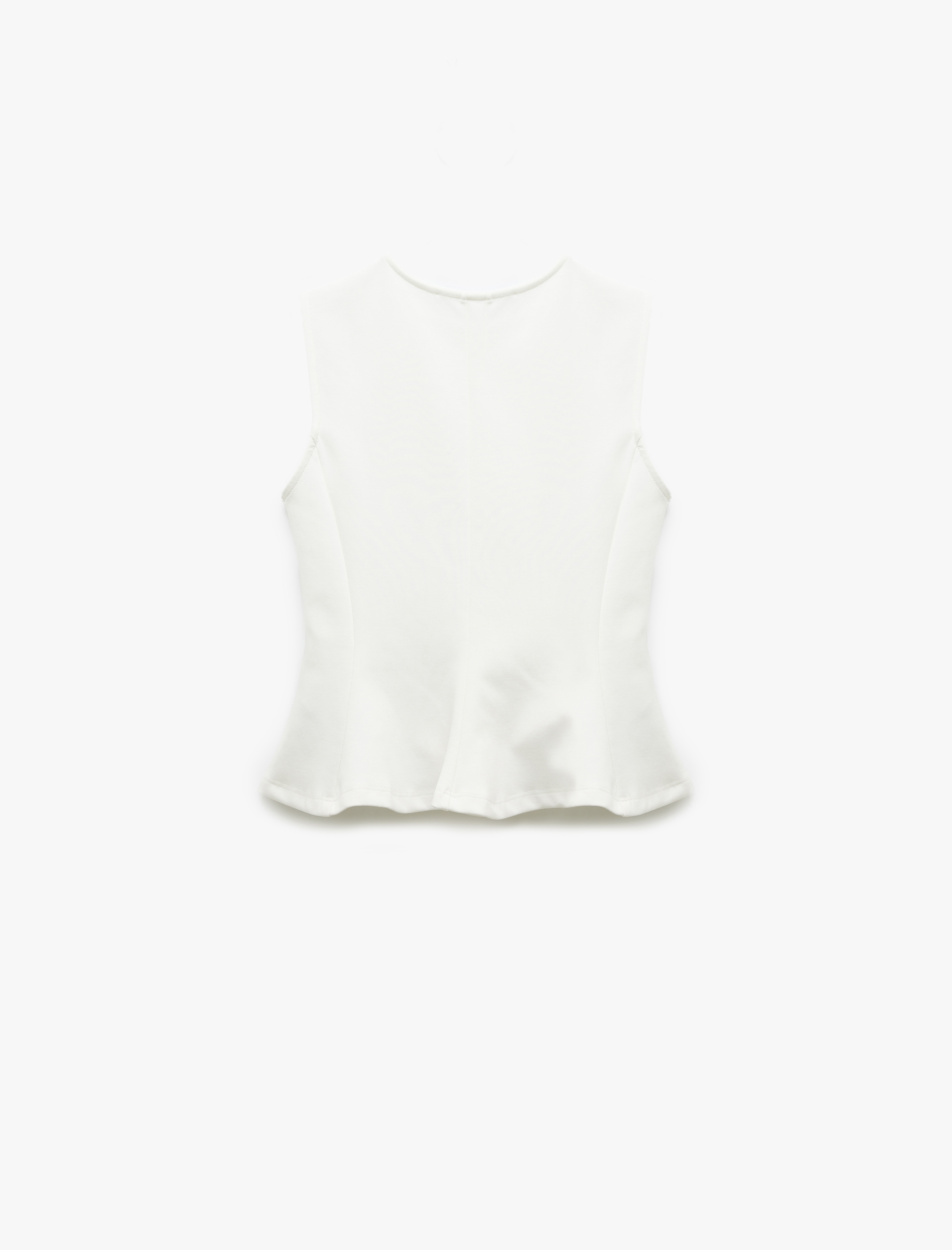   Pamuklu Slim Fit Bisiklet Yaka Volanlı Kolsuz Bluz