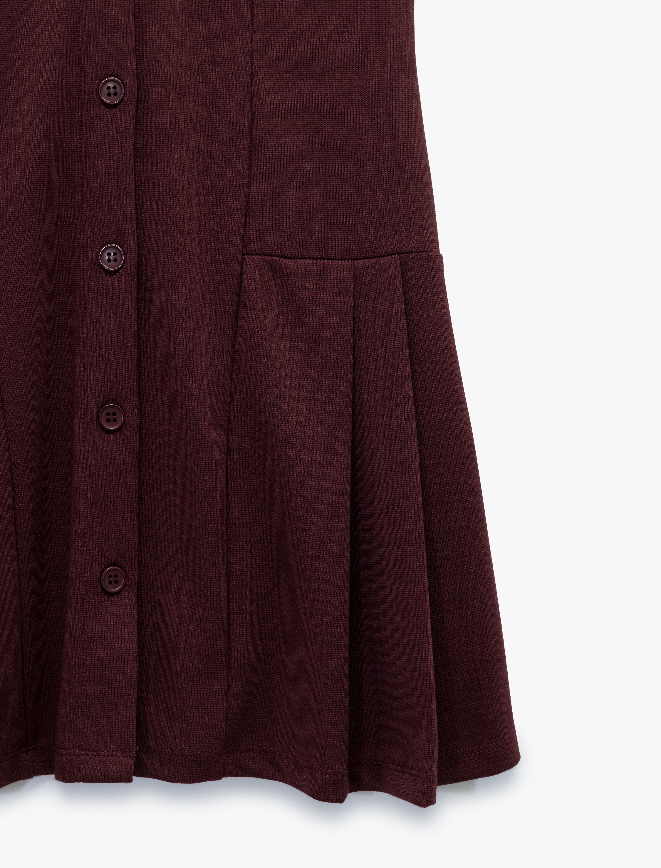   Pileli Mini Düğmeli Kısa Kollu Viskon Karışımlı Polo Yaka Elbise