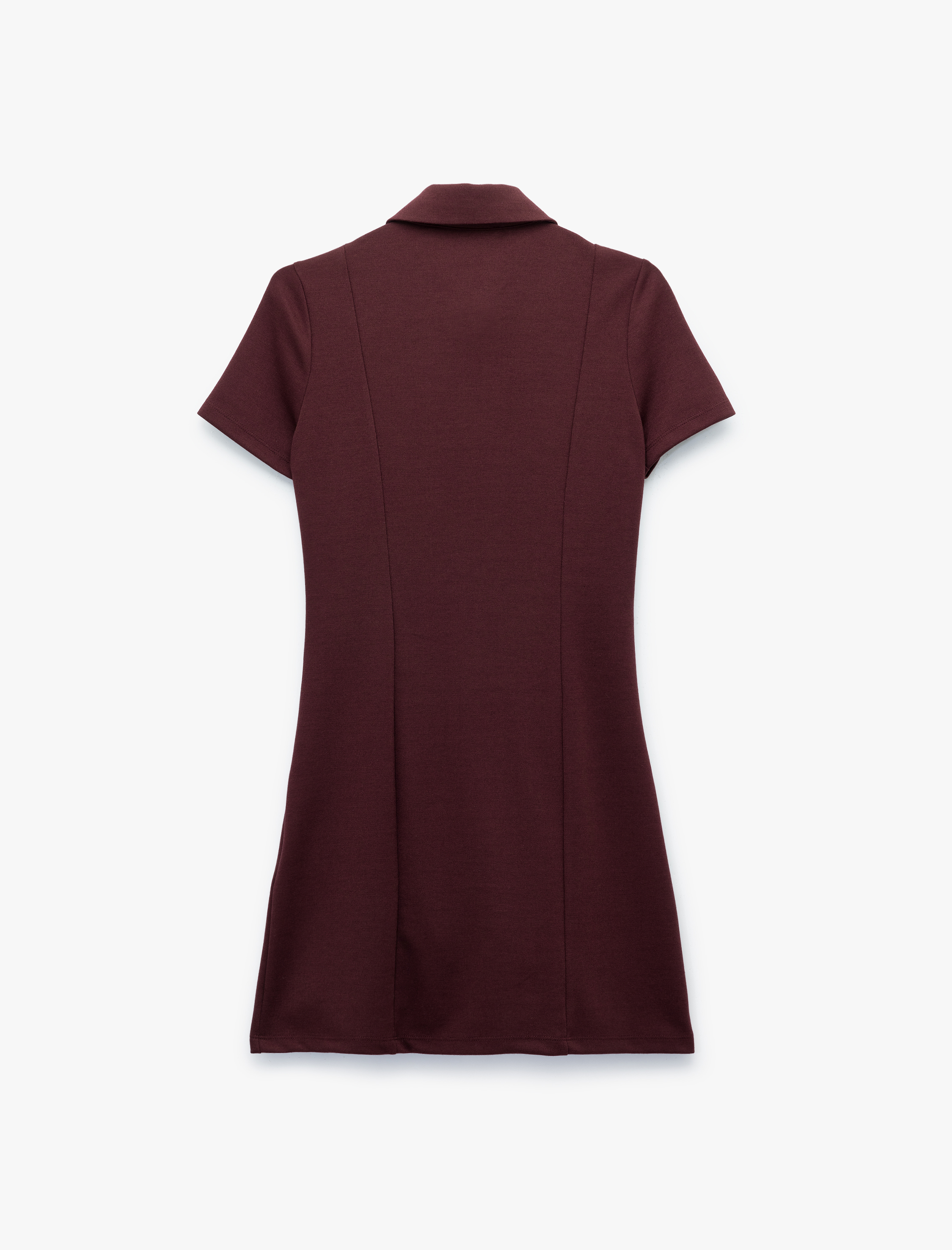   Pileli Mini Düğmeli Kısa Kollu Viskon Karışımlı Polo Yaka Elbise