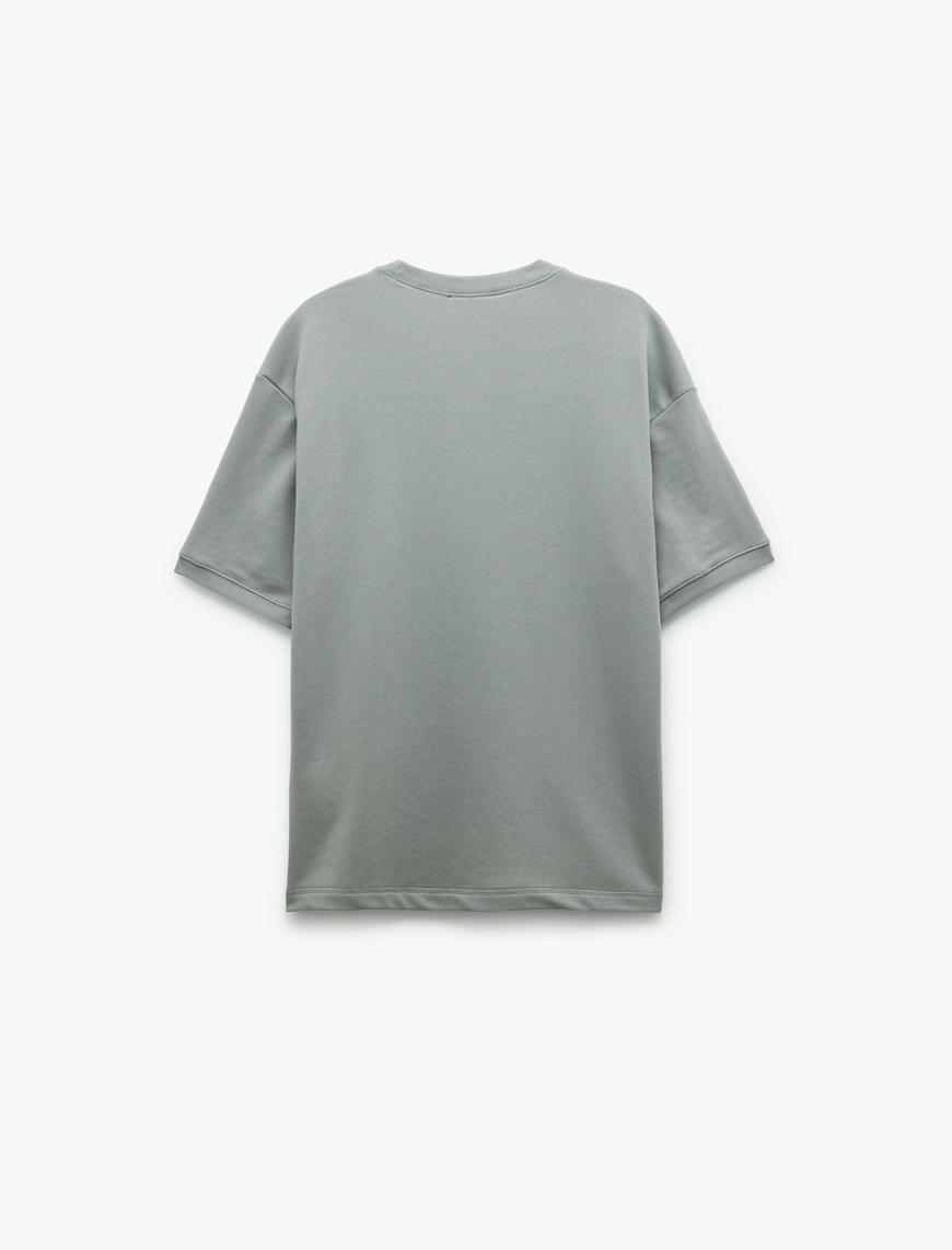   Kısa Kollu Bisiklet Yaka Şardonlu Basic Oversize Tişört
