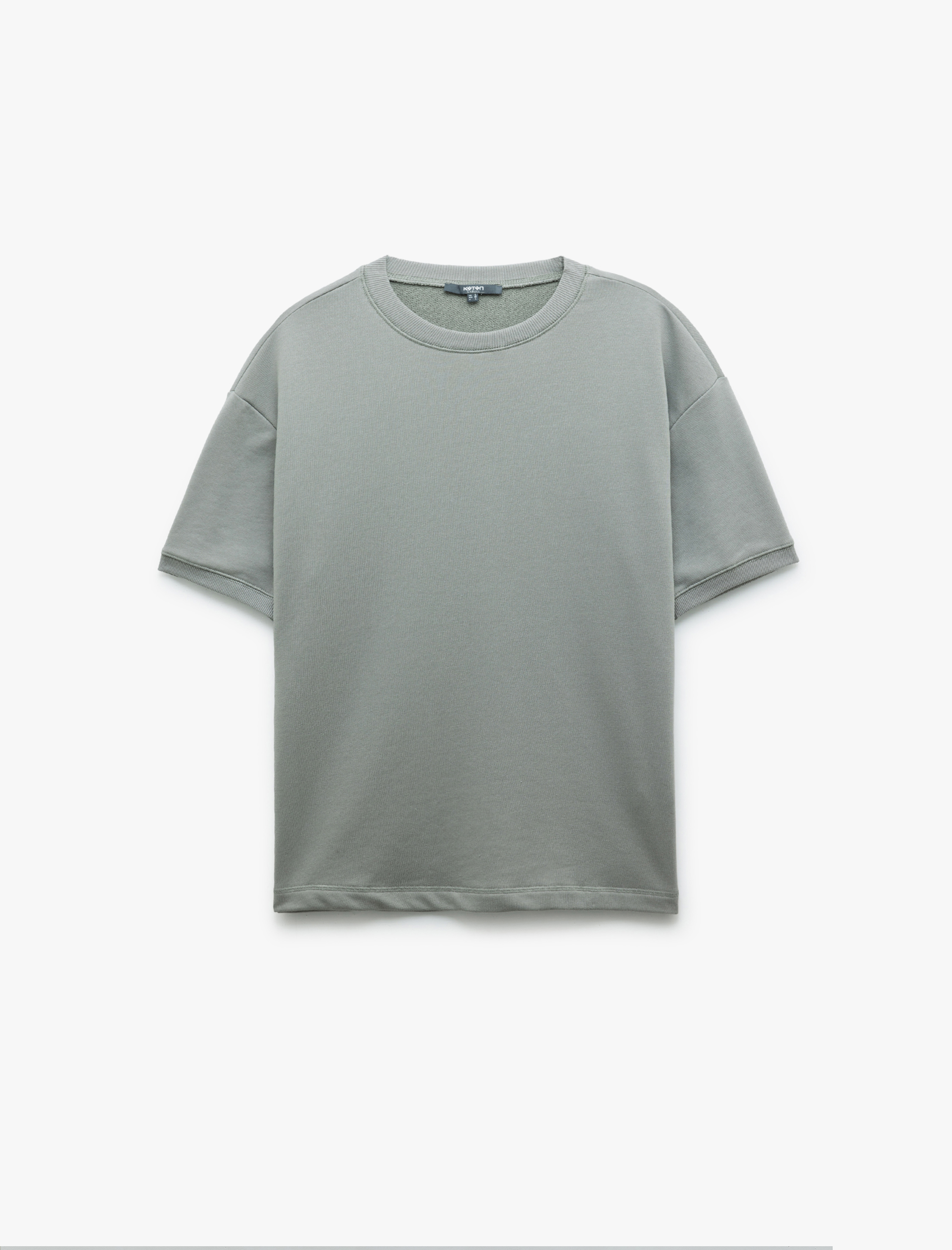   Kısa Kollu Bisiklet Yaka Tok Kumaş Şardonlu Basic Oversize Tişört