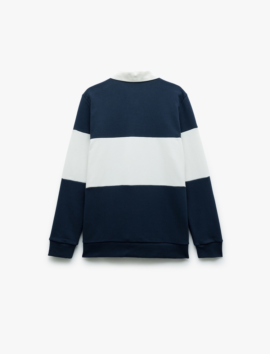   Uzun Kollu Şardonlu Renk Bloklu Polo Yaka Lisanslı Yale Sweatshirt