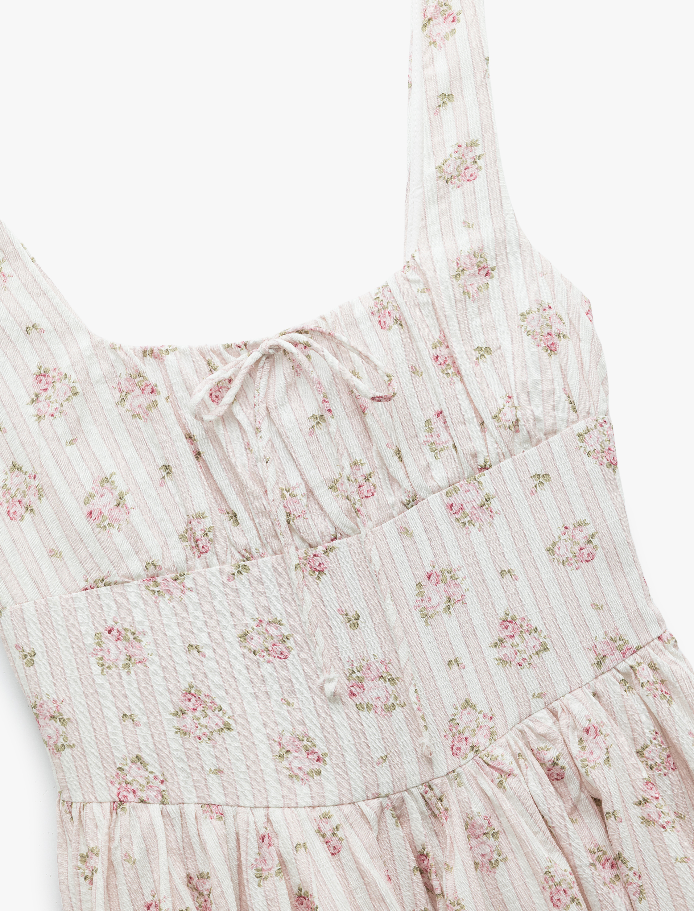   U Yaka A Kesim Bağcıklı Korse Detaylı Viskon Karışımlı Çiçekli Mini Elbise