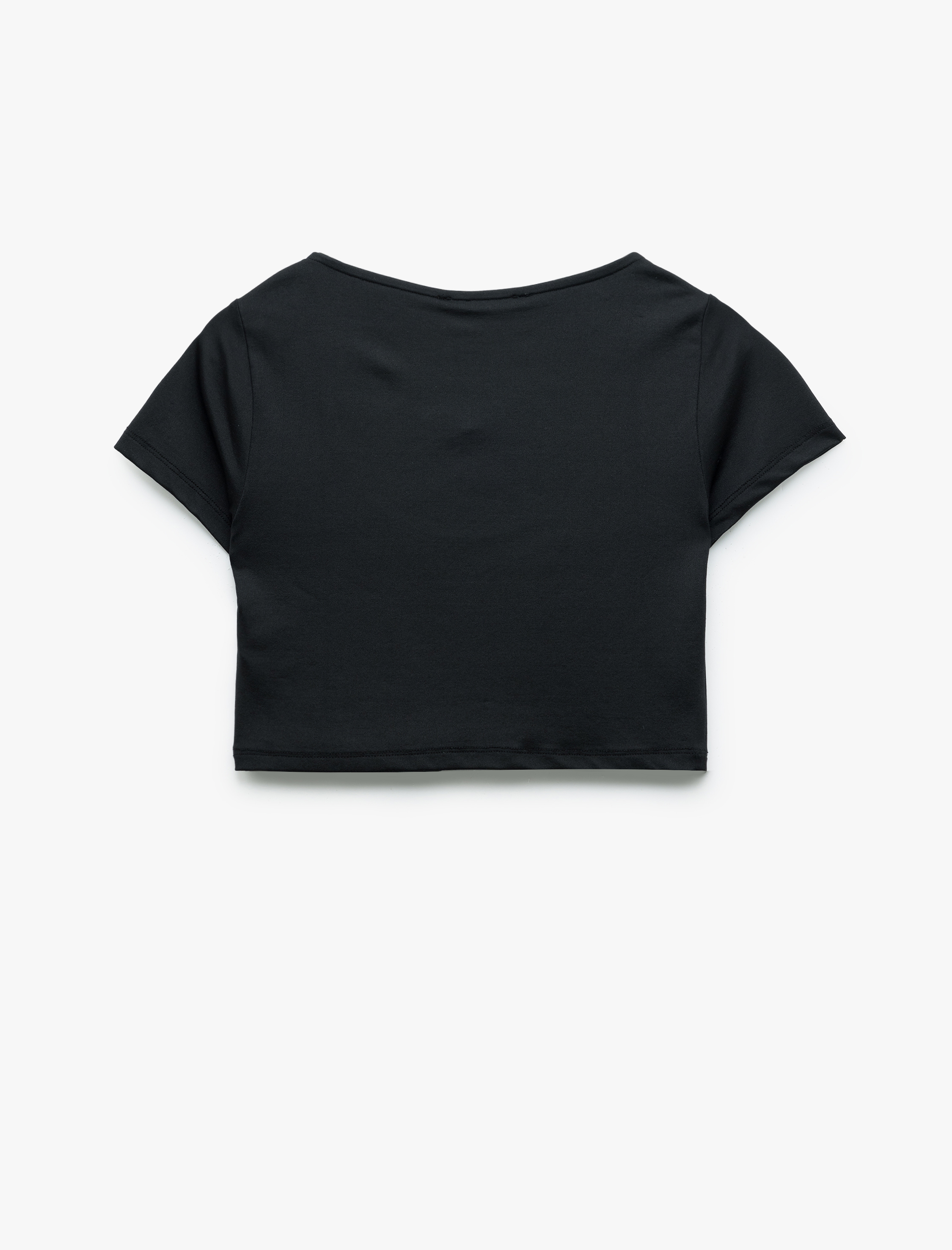   Slim Fit Kısa Kollu U Yaka Basic Crop Tişört