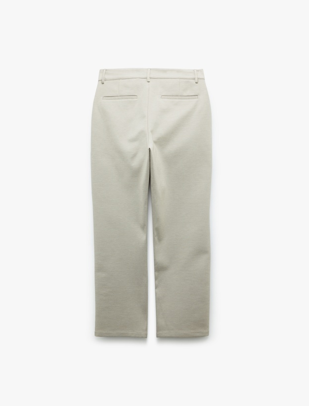 Viskon Karışımlı Pike Kumaş Katlamalı Paça Slim Fit Chino Pantolon_1