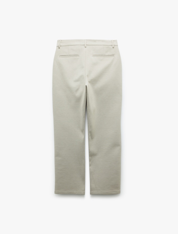  Viskon Karışımlı Pike Kumaş Katlamalı Paça Slim Fit Chino Pantolon