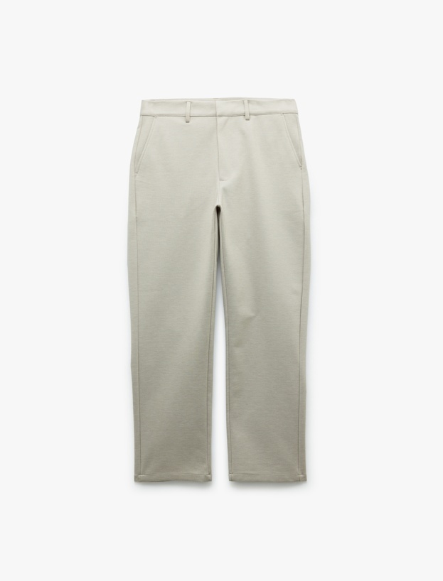 Viskon Karışımlı Pike Kumaş Katlamalı Paça Slim Fit Chino Pantolon_0