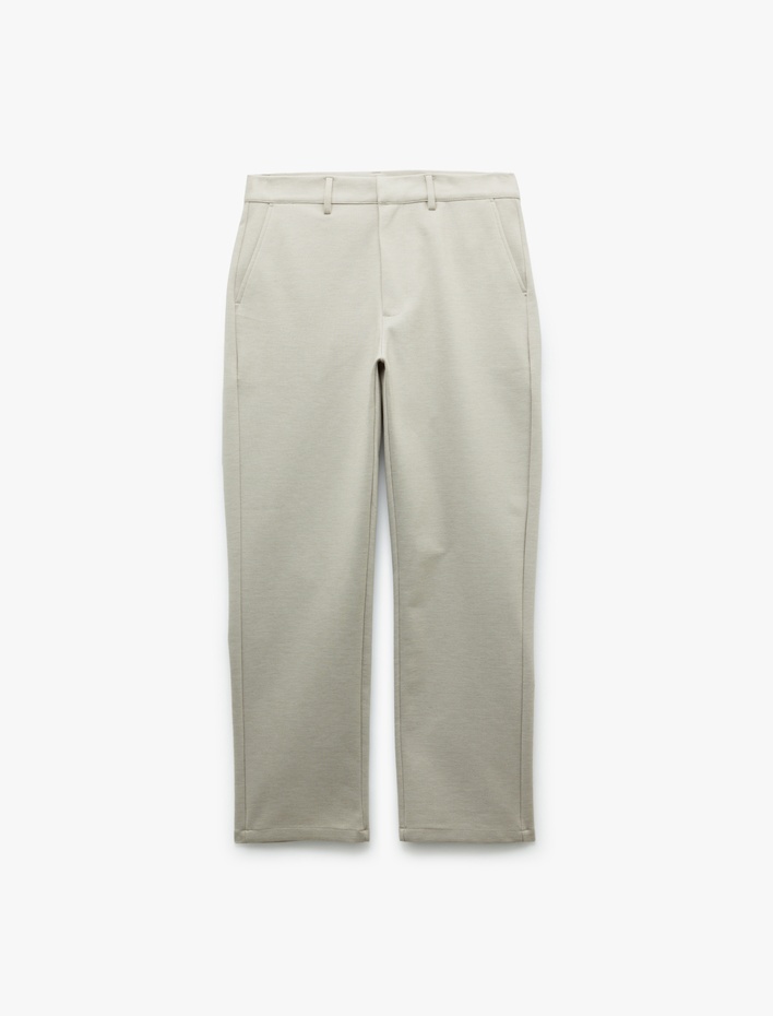  Viskon Karışımlı Pike Kumaş Katlamalı Paça Slim Fit Chino Pantolon