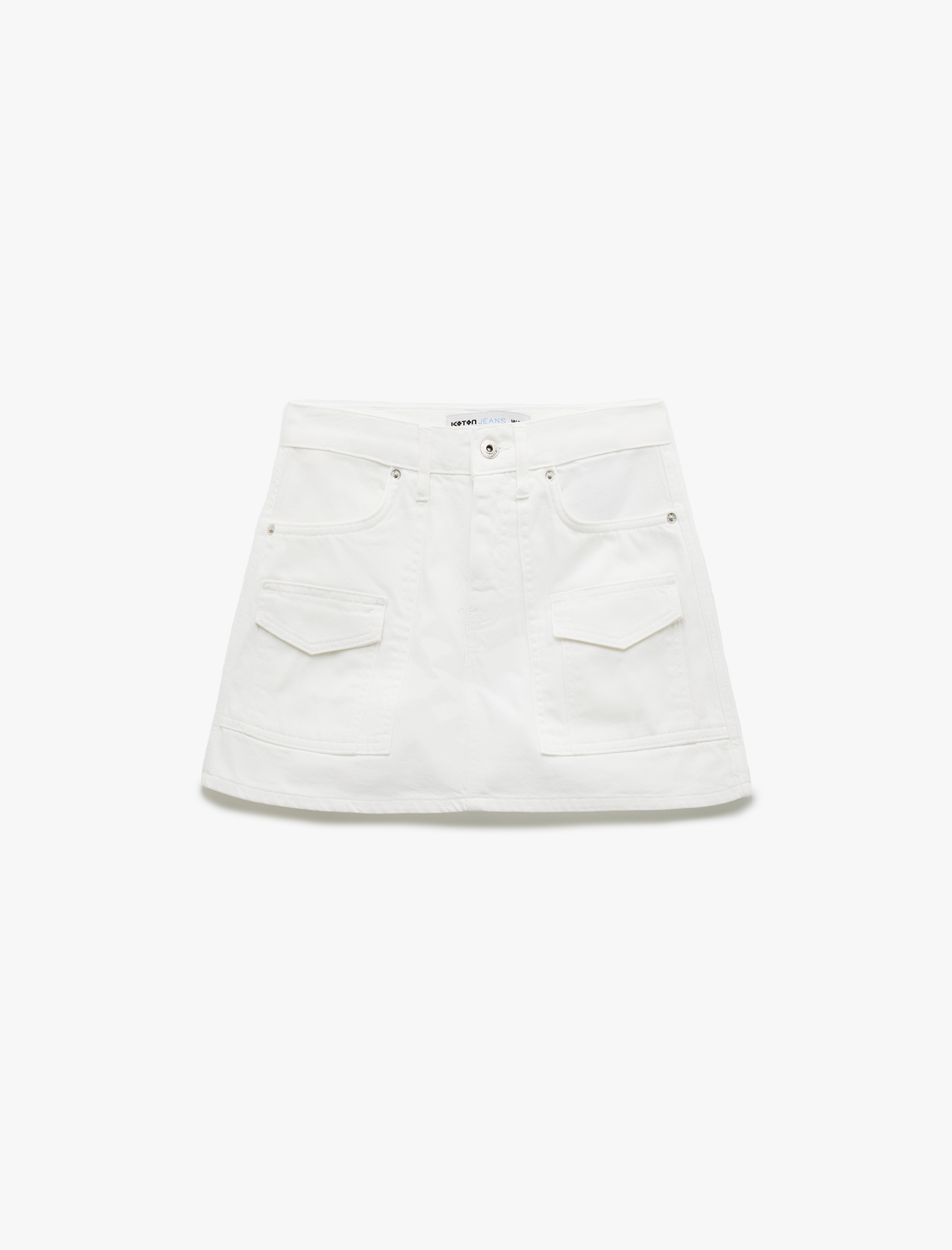   Kargo Cep Detaylı Düğmeli Pamuklu Mini Şort Etek