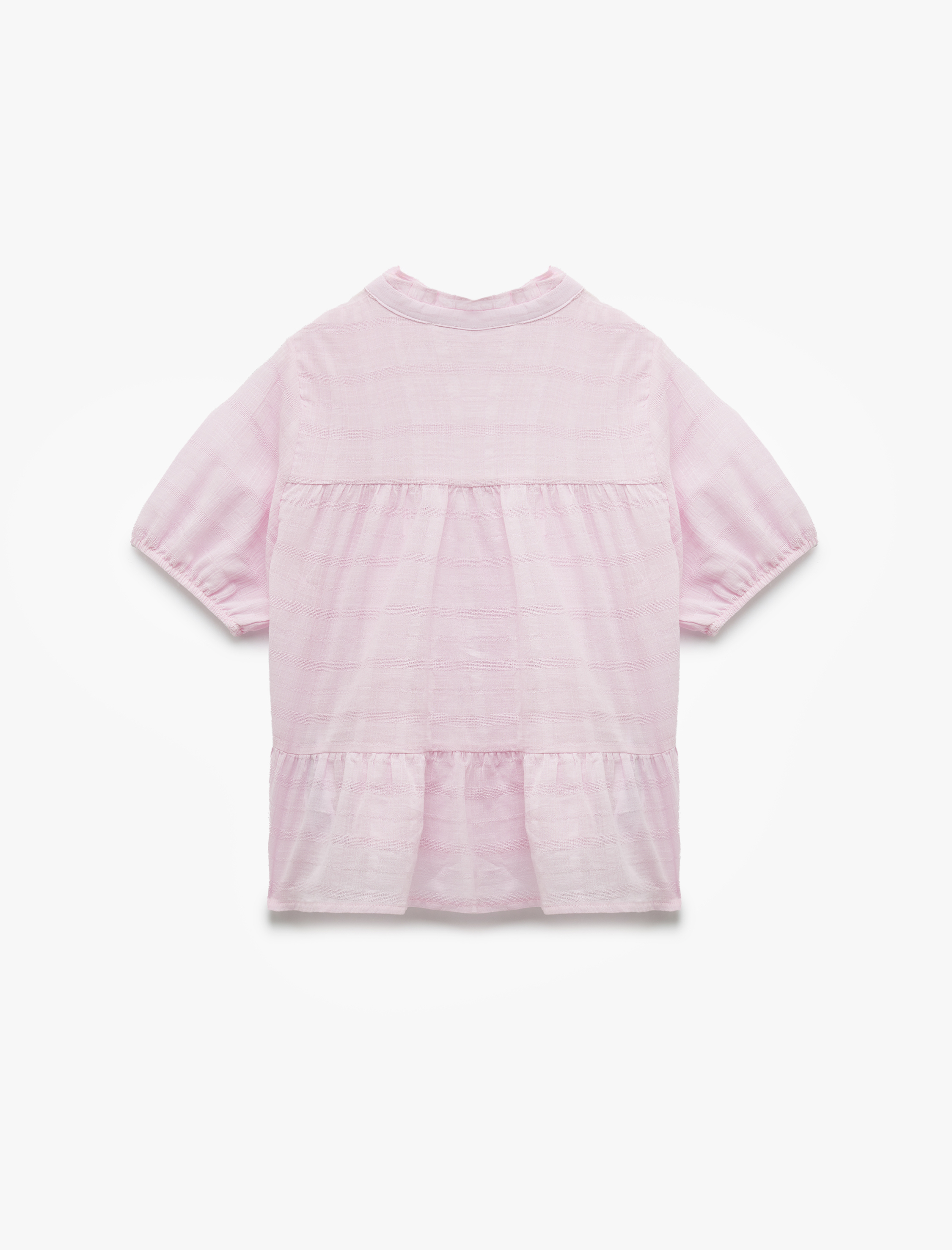   Pamuklu Bağlamalı Yaka Kısa Kollu Düğmeli Gömlek