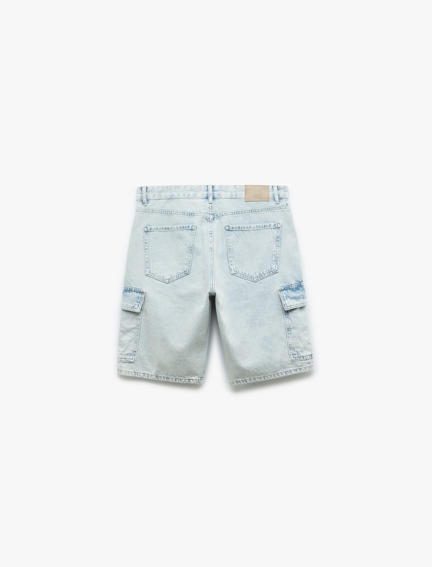   Oversize Pamuklu Cep Detaylı Bermuda Kargo Jean Şort