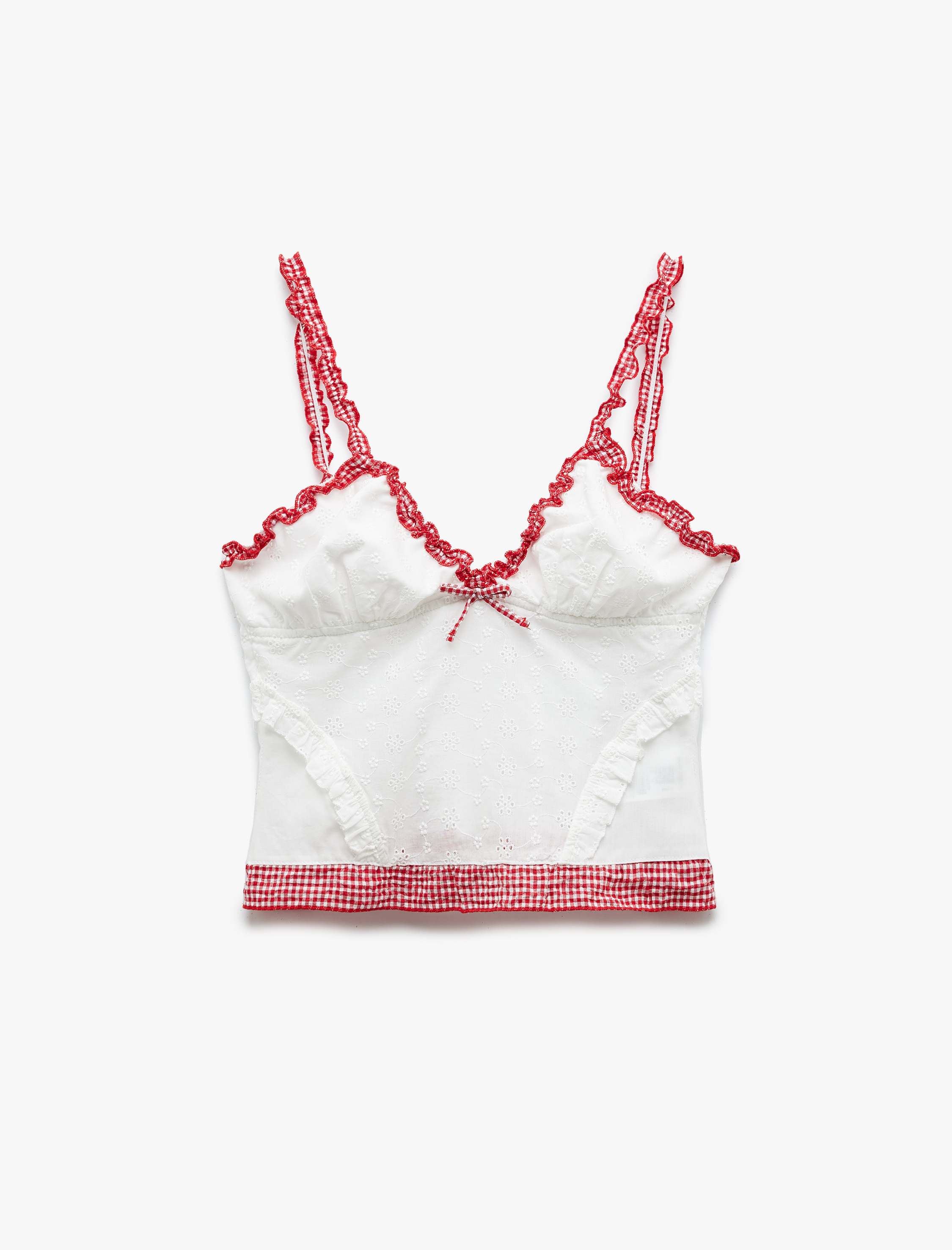   V Yaka Dantel Detaylı Dar Kesim Askılı Bluz