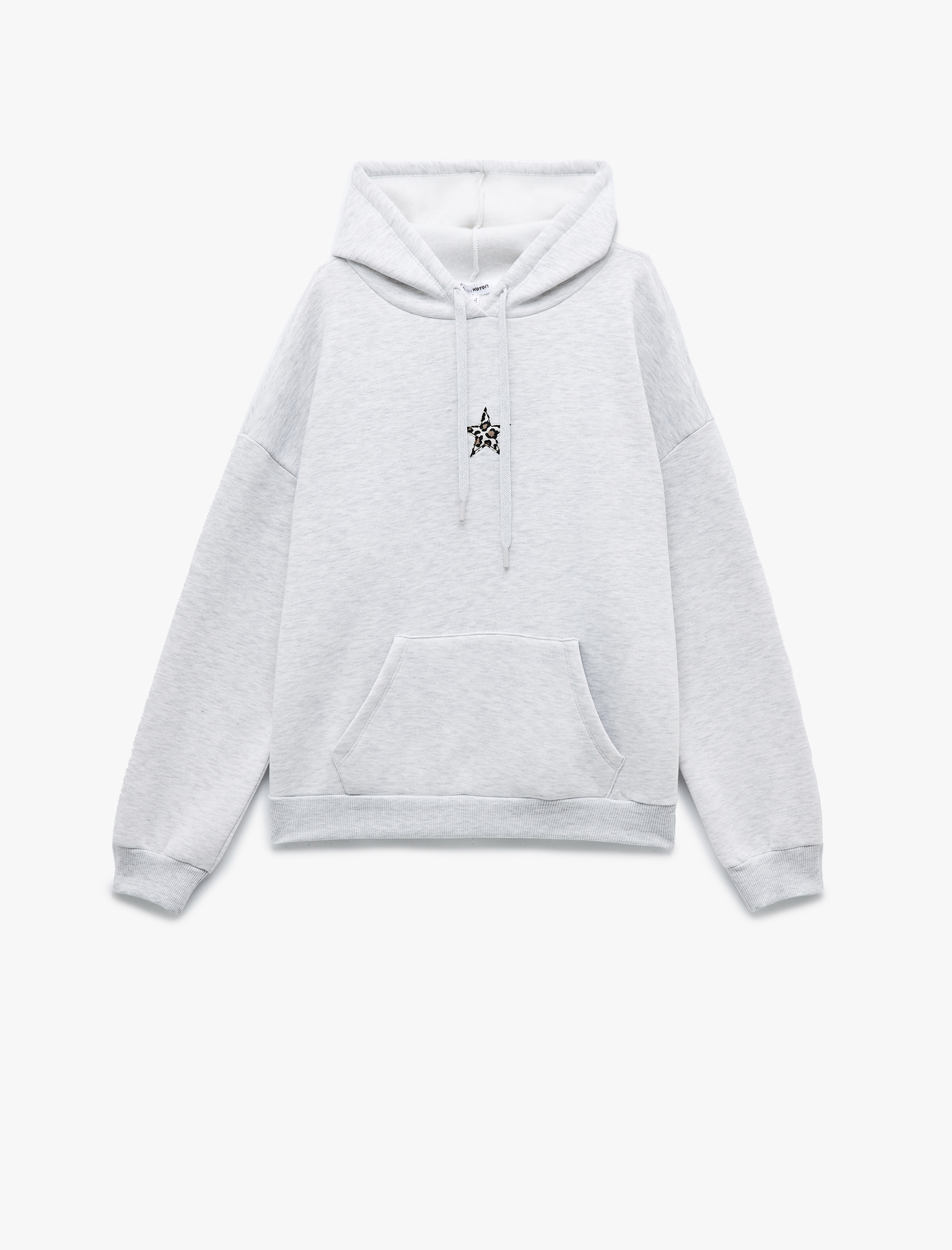   Şardonlu Cep Detaylı Kapüşonlu Leopar Detaylı Arkası Baskılı Oversize Sweatshirt