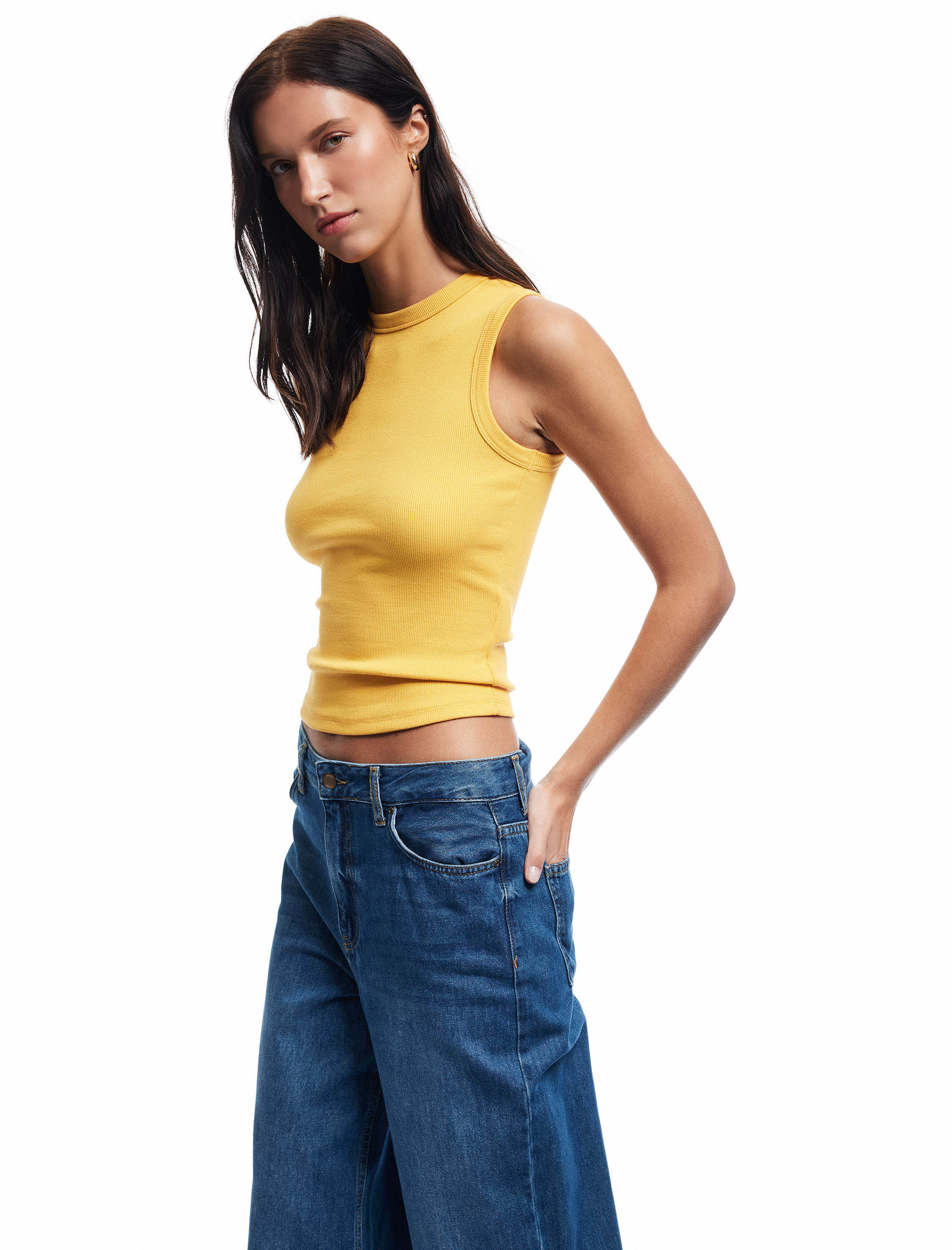 Koton Kadın Slim Fit Pamuklu Bisiklet Yaka Atlet -1