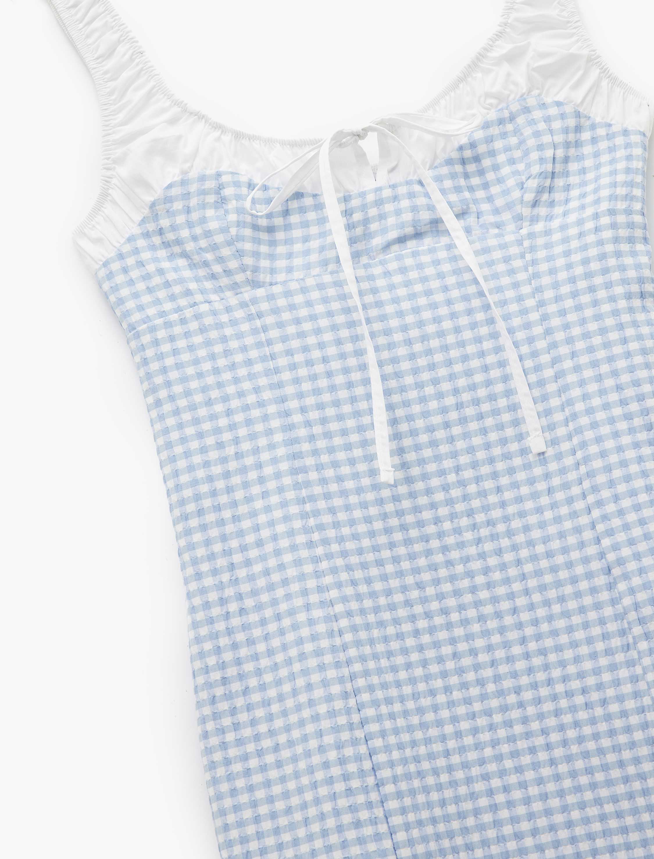   Koton X Sibil Çetinkaya - Fiyonk Detaylı Kareli Askılı Mini Elbise