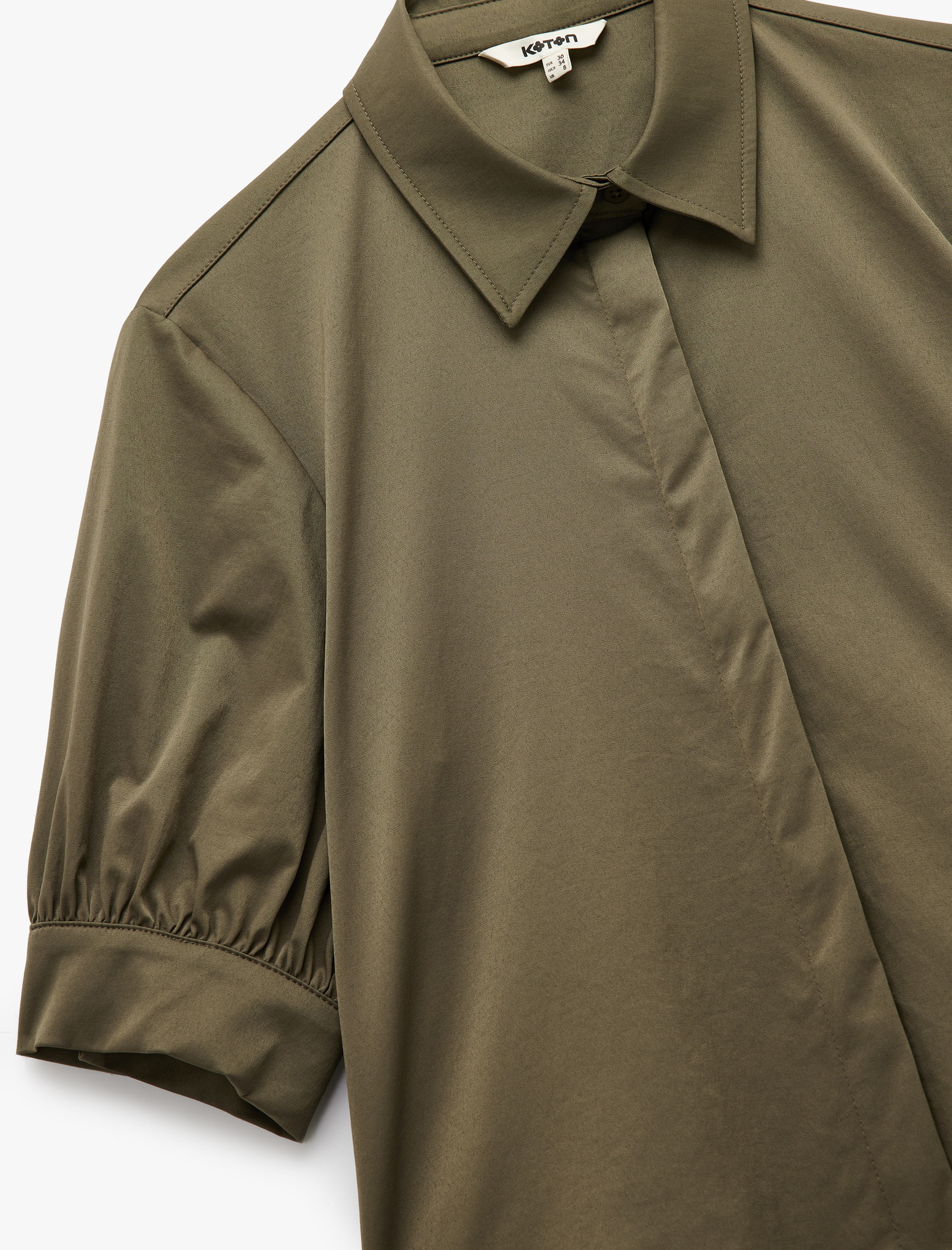   Balon Kollu Klasik Yaka Crop Gömlek