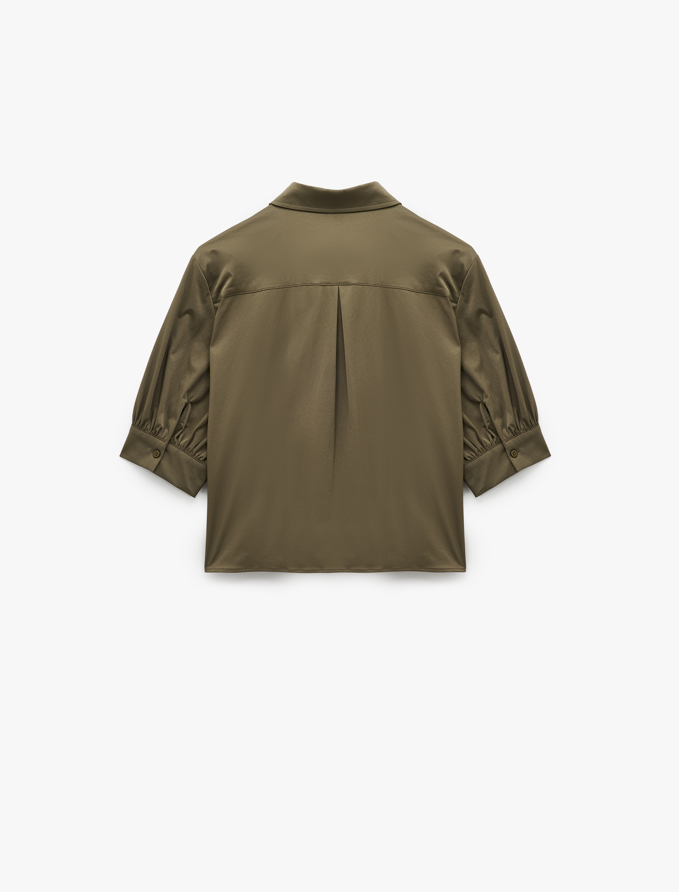   Balon Kollu Klasik Yaka Crop Gömlek