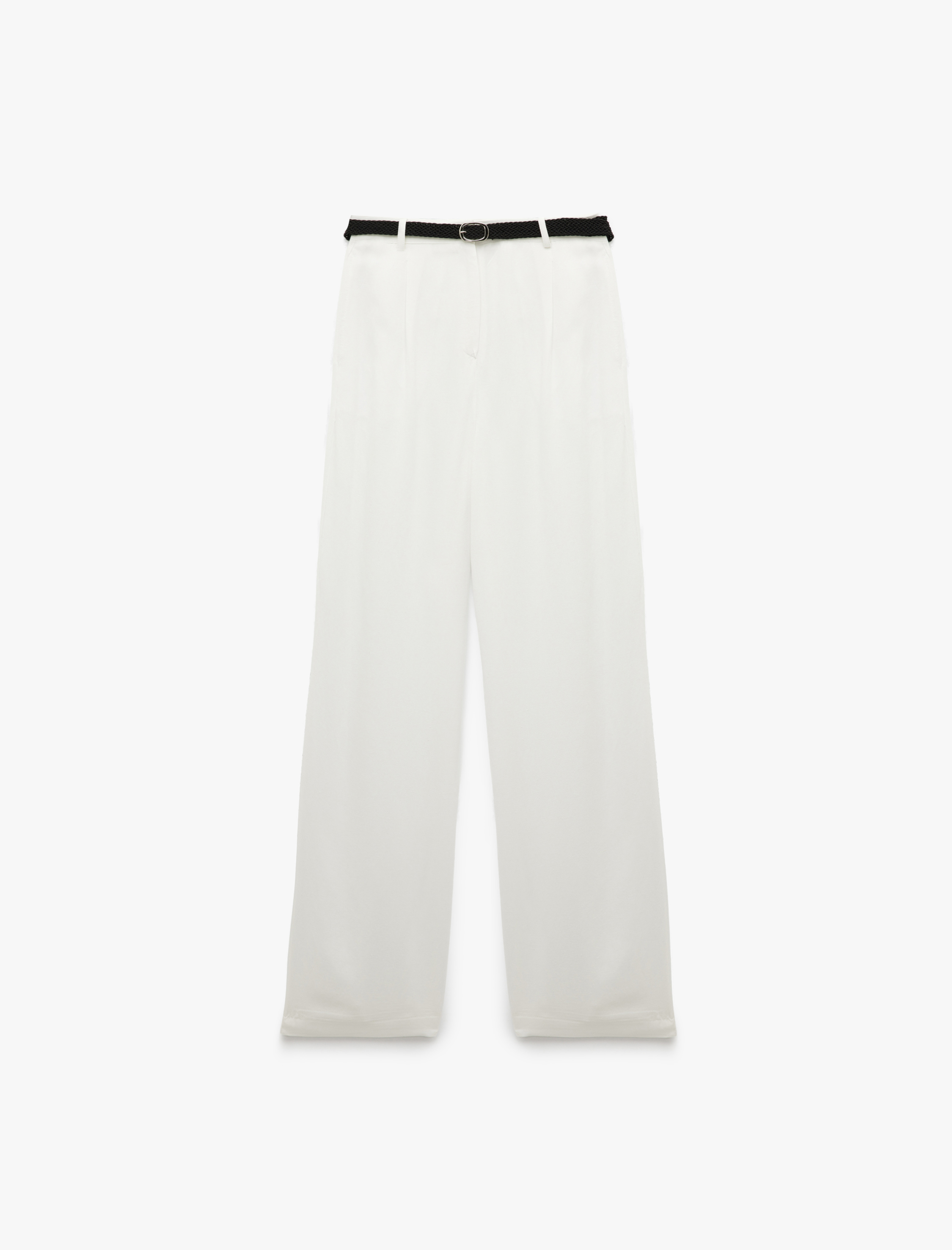   Kemer Detaylı Cepli Geniş Paça Viskon Pantolon