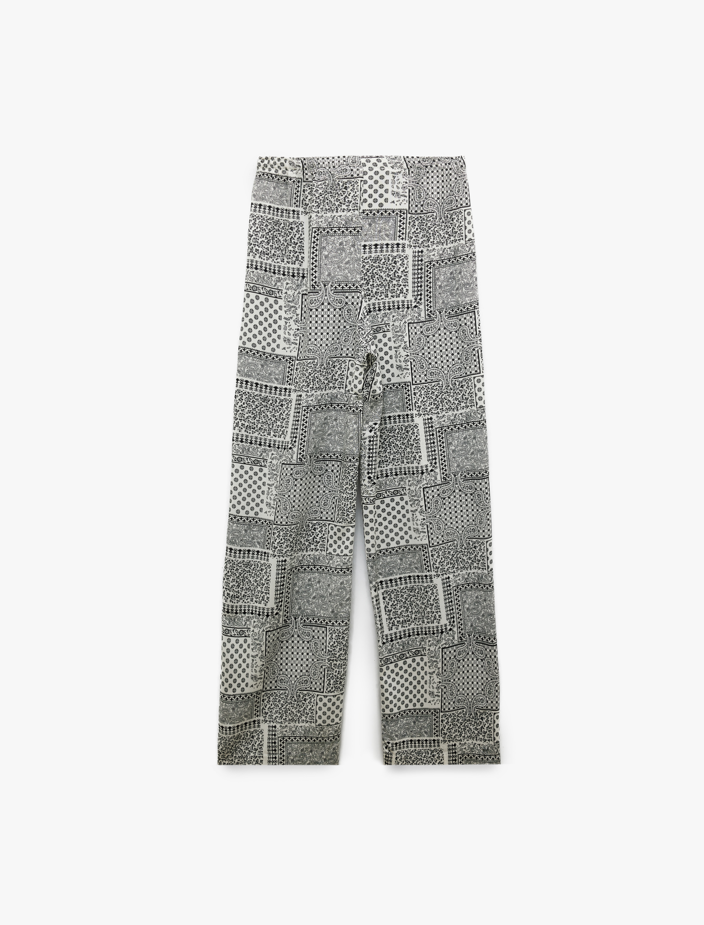   Beli Bağcıklı Düz Paça Viskon Pantolon