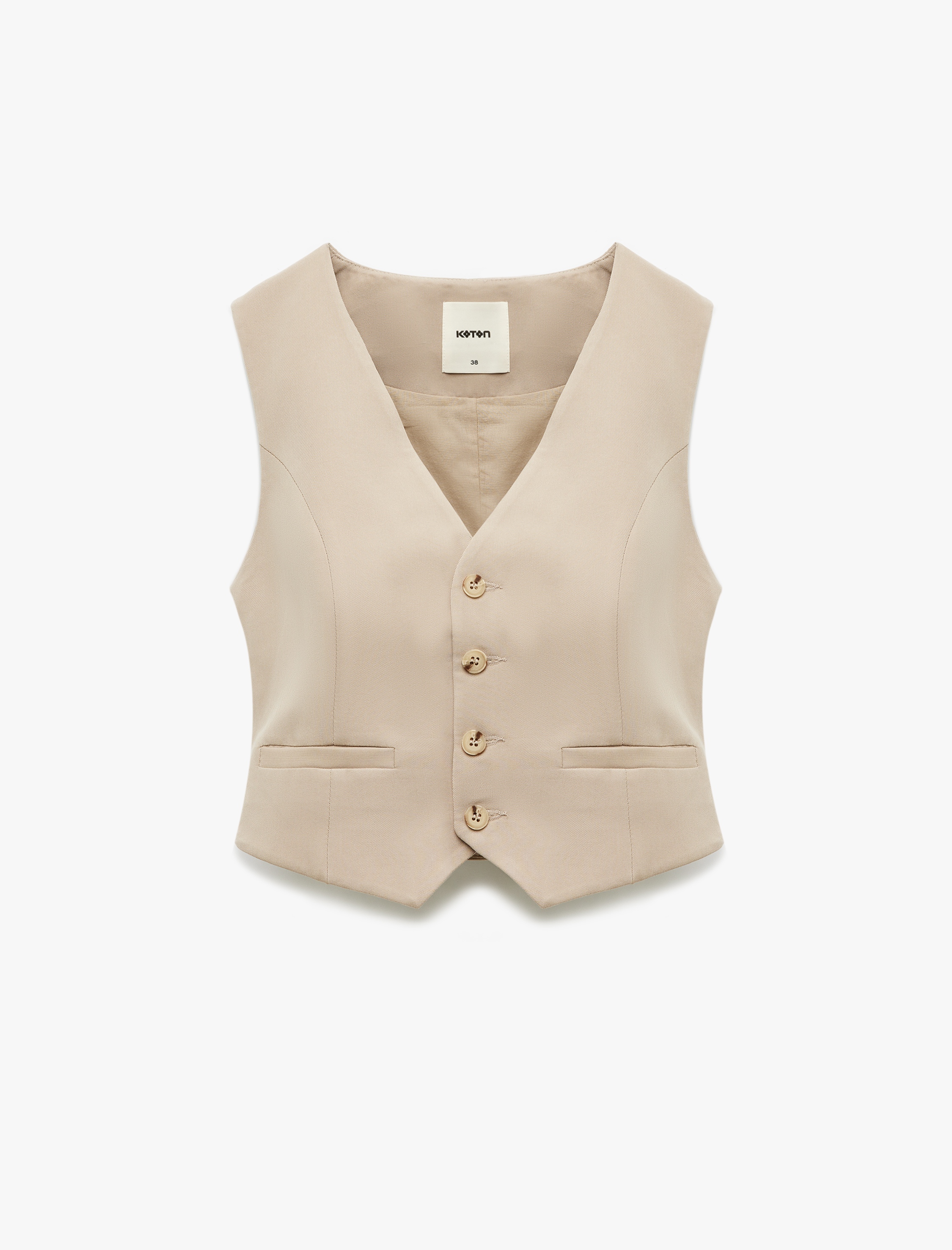   Modal Karışımlı Astarlı Slim Fit V Yaka Düğmeli Blazer Yelek