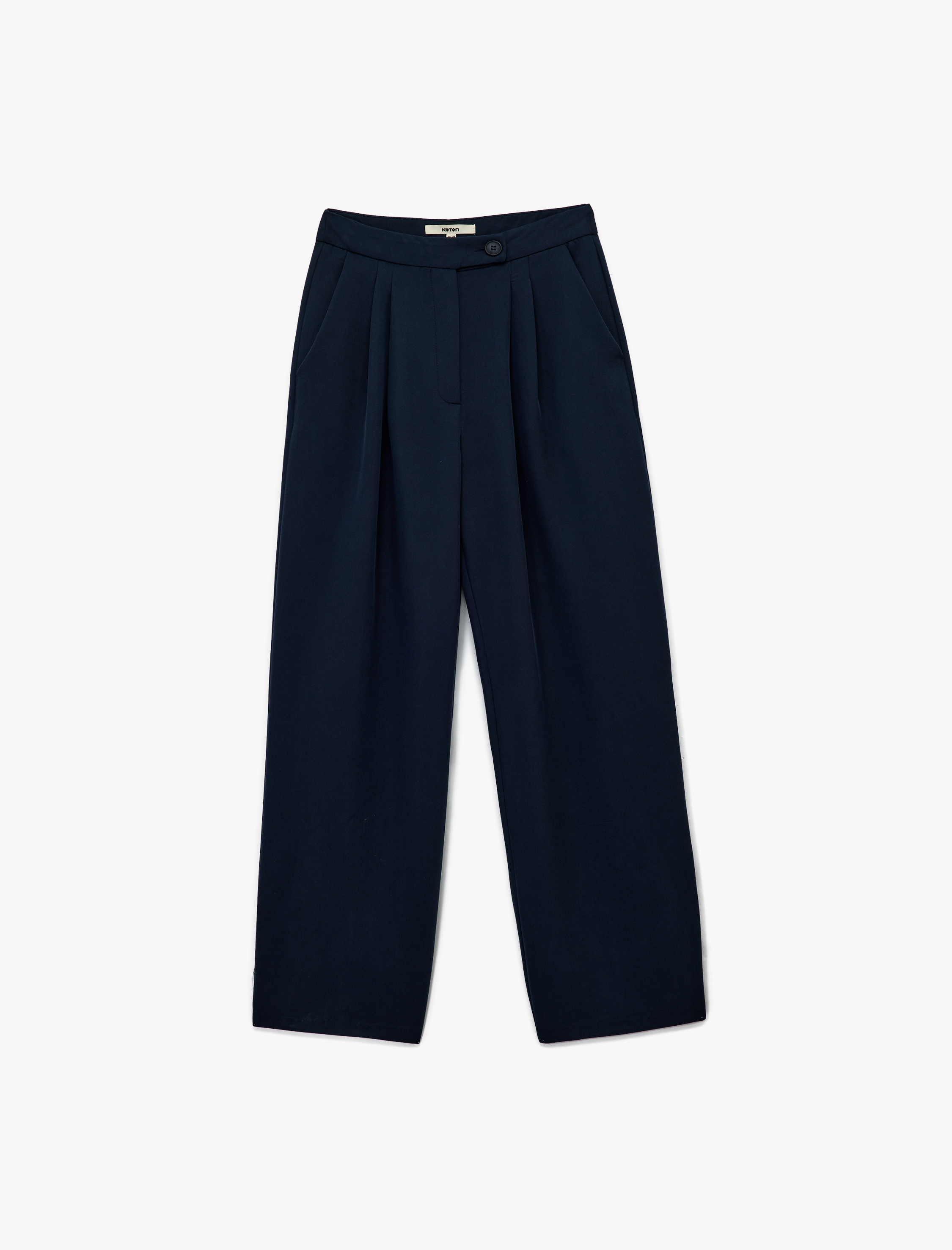   Modal Kumaş Bol Kalıp Cepli Pile Detaylı Geniş Paça Pantolon