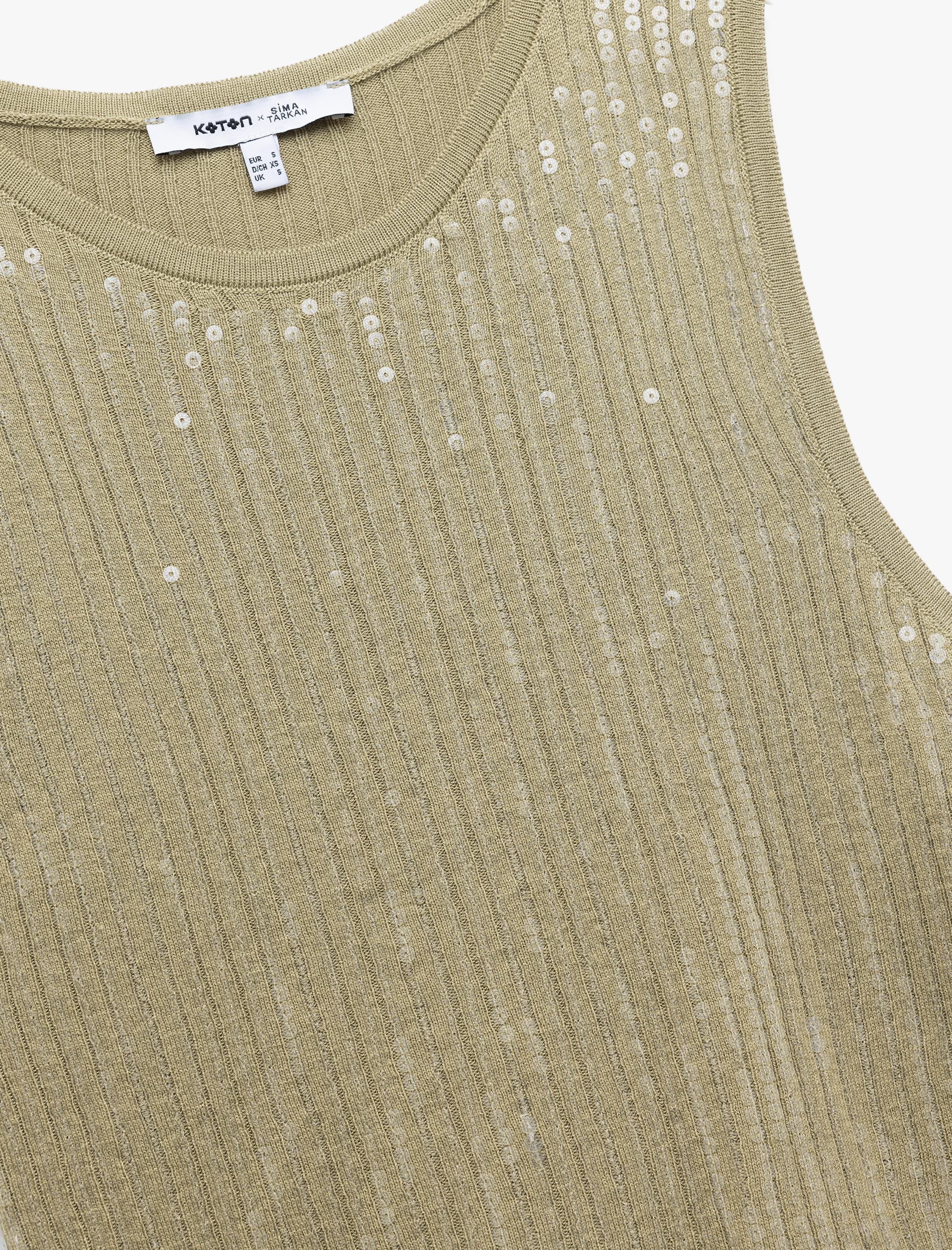   Koton X Sima Tarkan - Pul Payet İşlemeli Bisiklet Yaka Kolsuz Triko Atlet