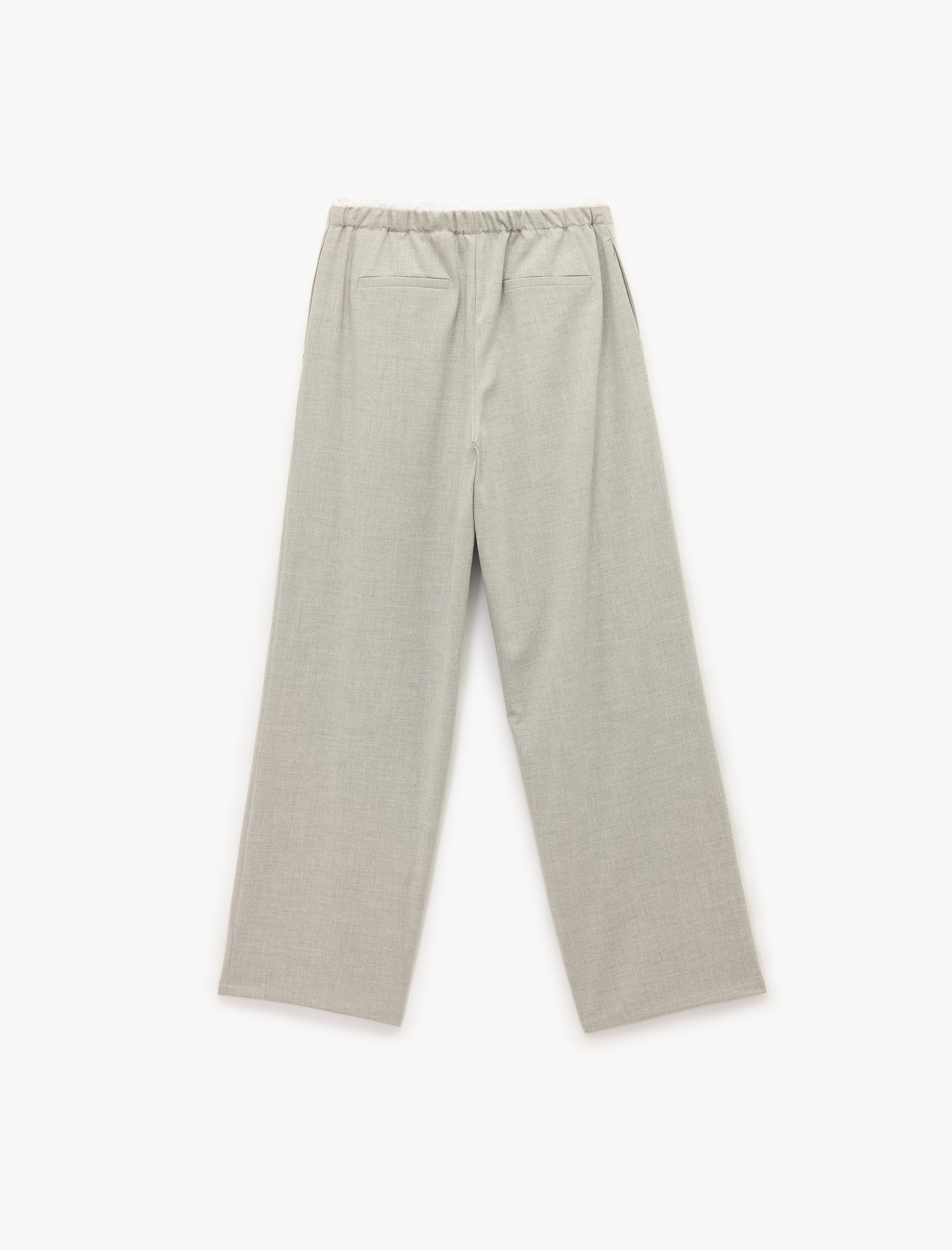   Beli Bağcıklı Lastikli Cepli Yüksek Bel Düz Bol Paça Pantolon