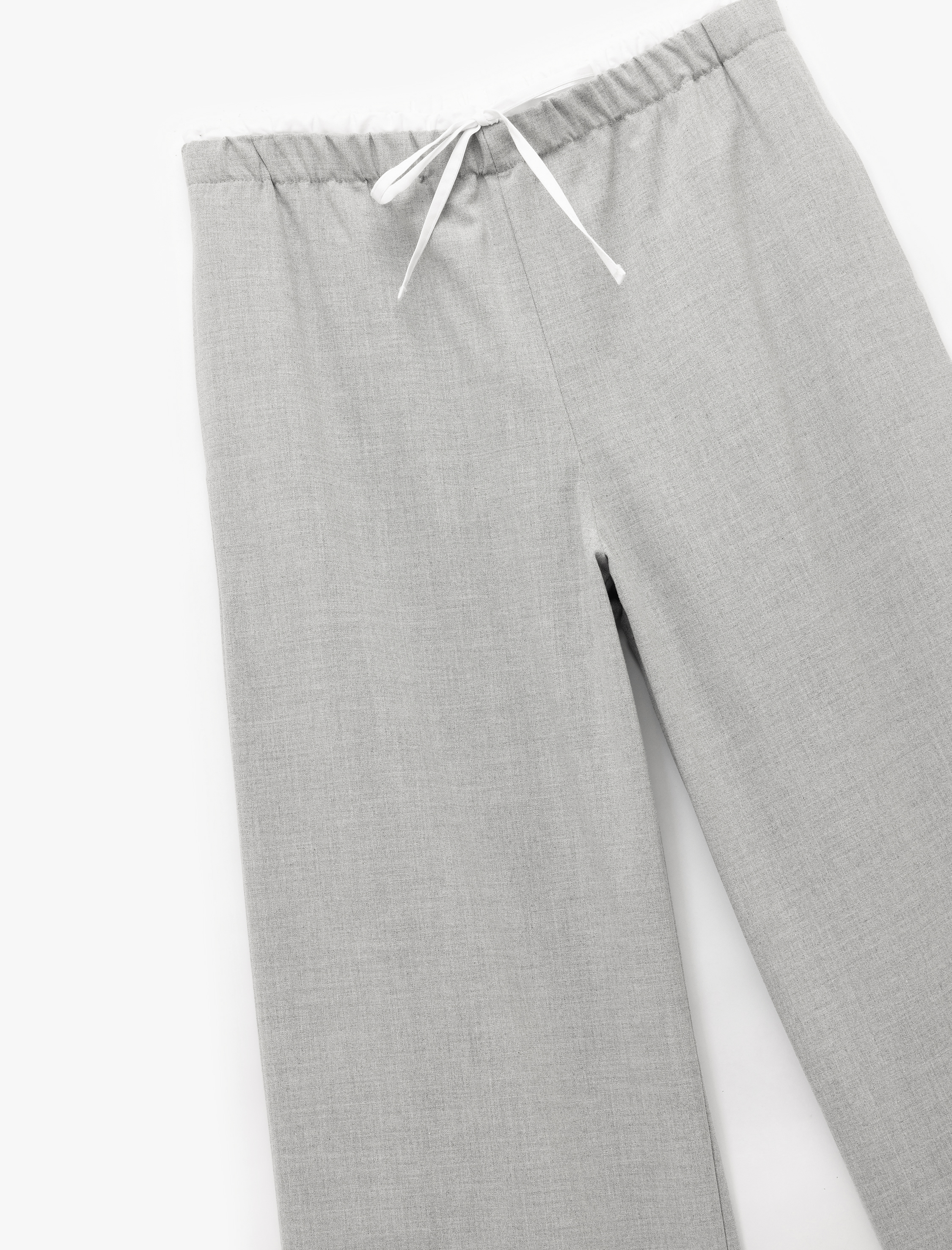   Beli Bağcıklı Lastikli Cepli Yüksek Bel Düz Bol Paça Pantolon