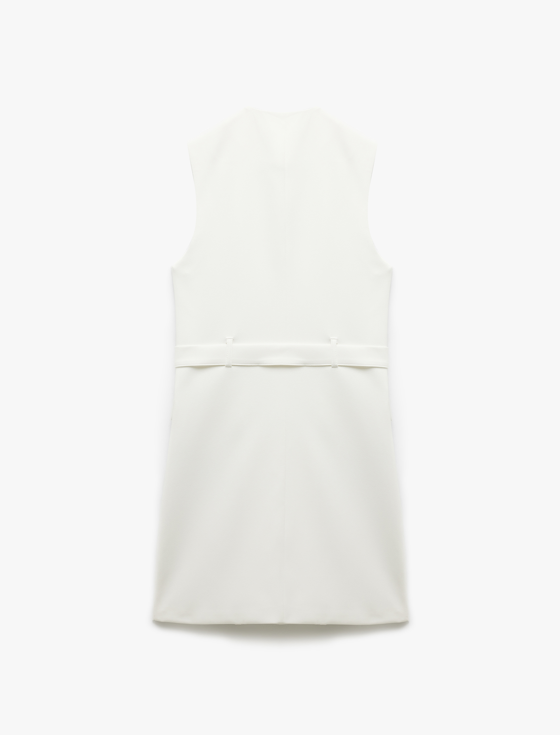   Kolsuz Kemerli Astarlı Cep Detaylı Kruvaze Mini Blazer Elbise